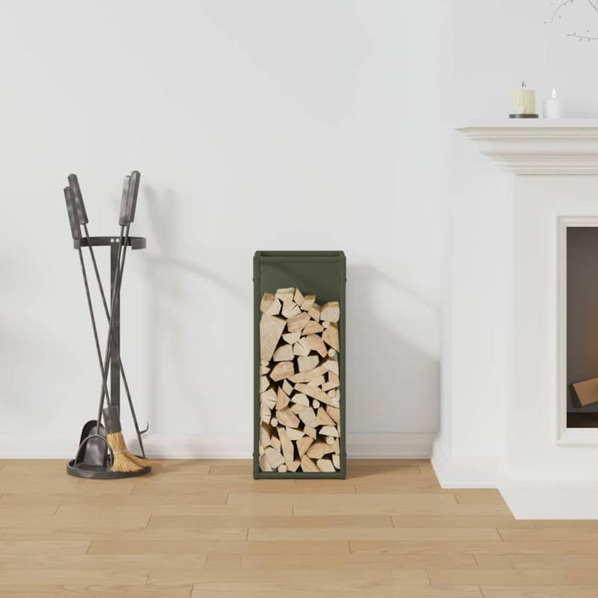 Voir la diapositive 3 : VIDAXL Portant de bois chauffage vert olive 25x25x60 cm