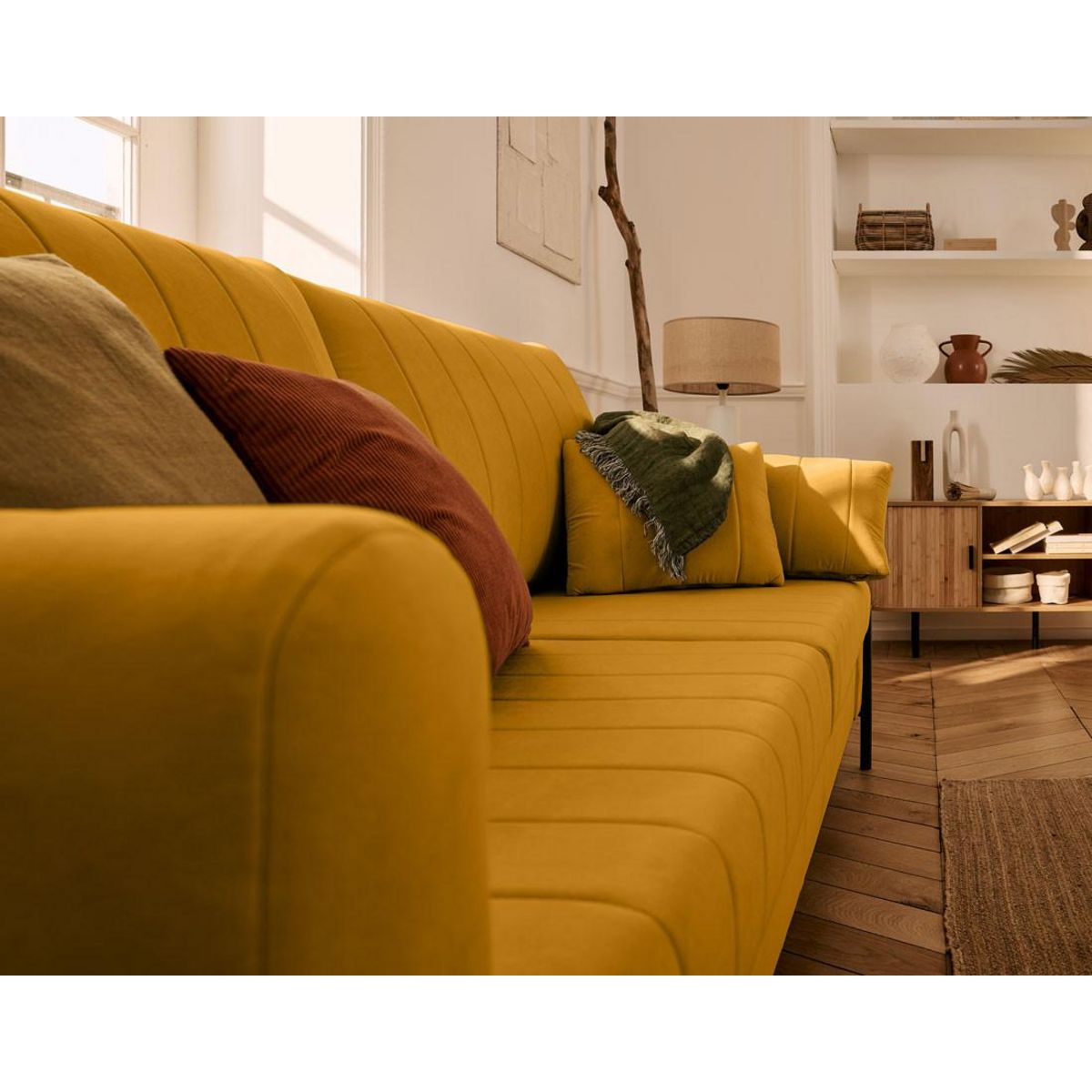 LISA DESIGN Ercolano - canapé 3 places convertible - couchage quotidien - matelas 11 cm - en velours