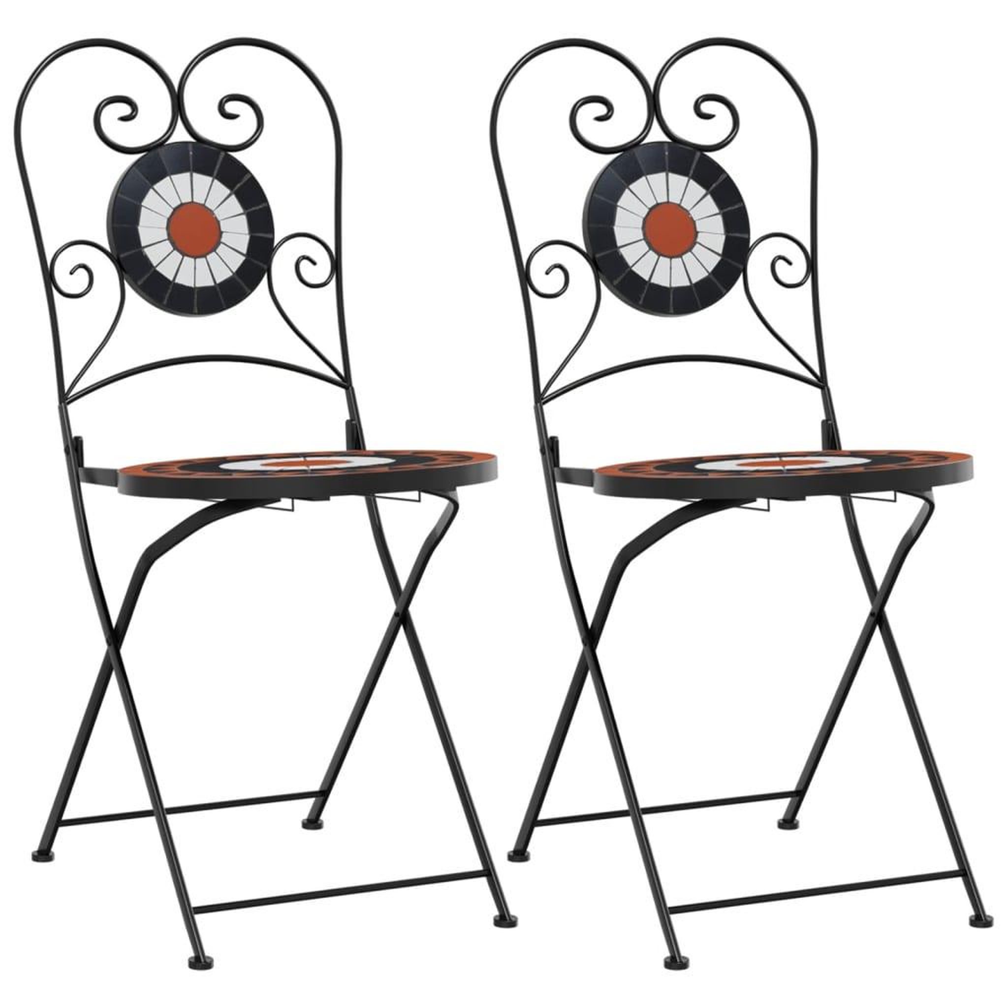 Voir la diapositive 2 : VIDAXL Chaises de bistro pliables lot de 2 terre cuite blanc ceramique
