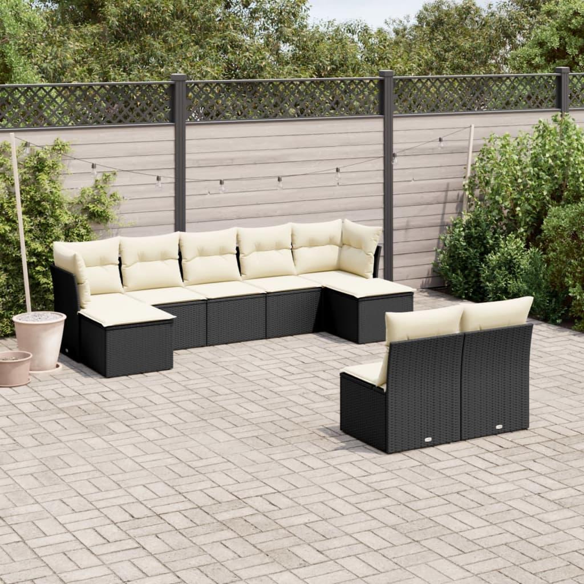 VIDAXL Salon de jardin 9 pcs avec coussins noir resine tressee