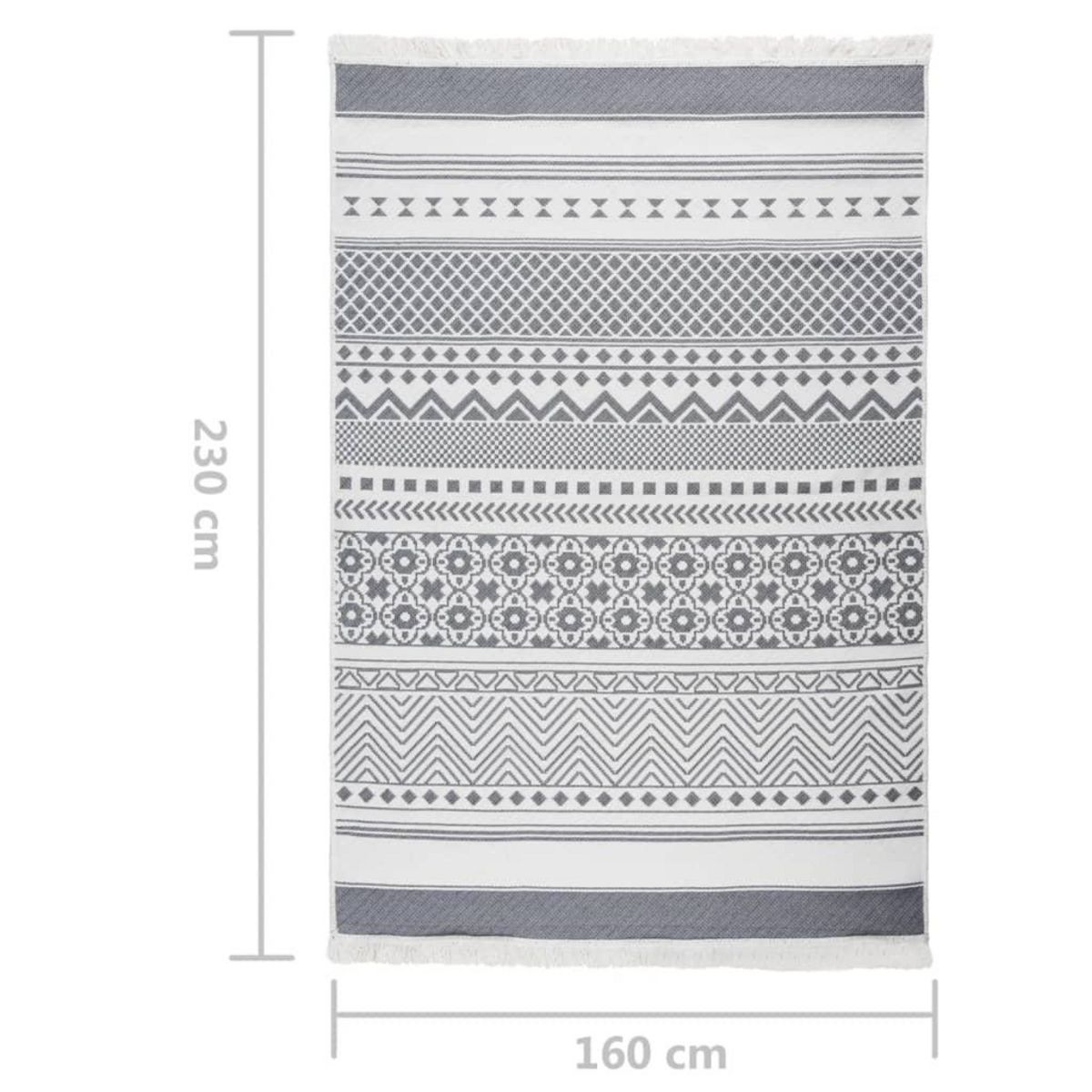 VIDAXL Tapis Gris et blanc 160x230 cm Coton
