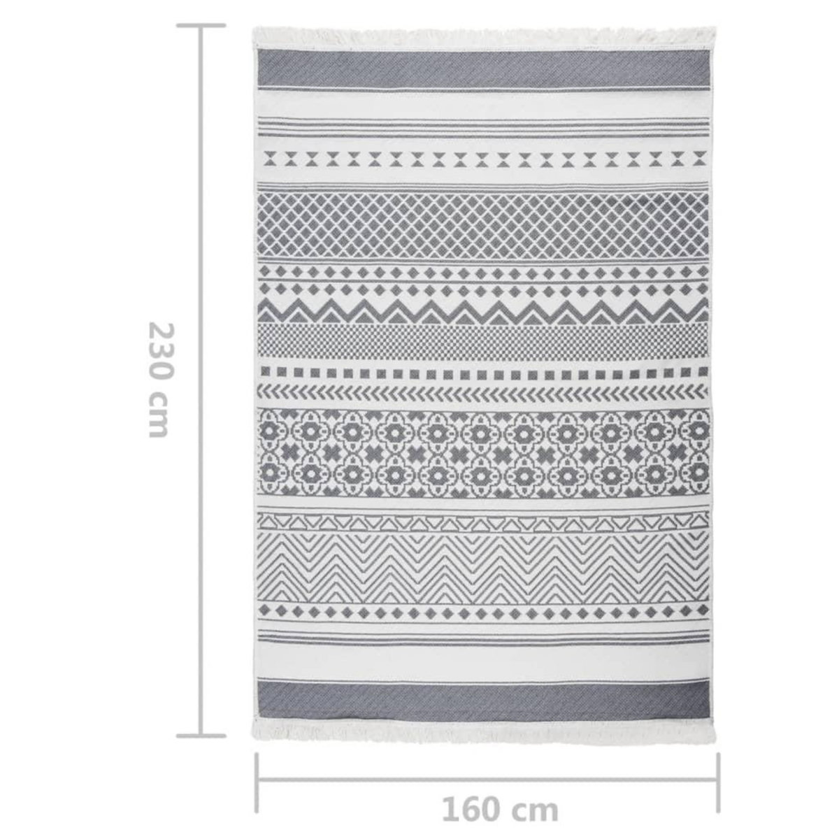 VIDAXL Tapis Gris et blanc 160x230 cm Coton