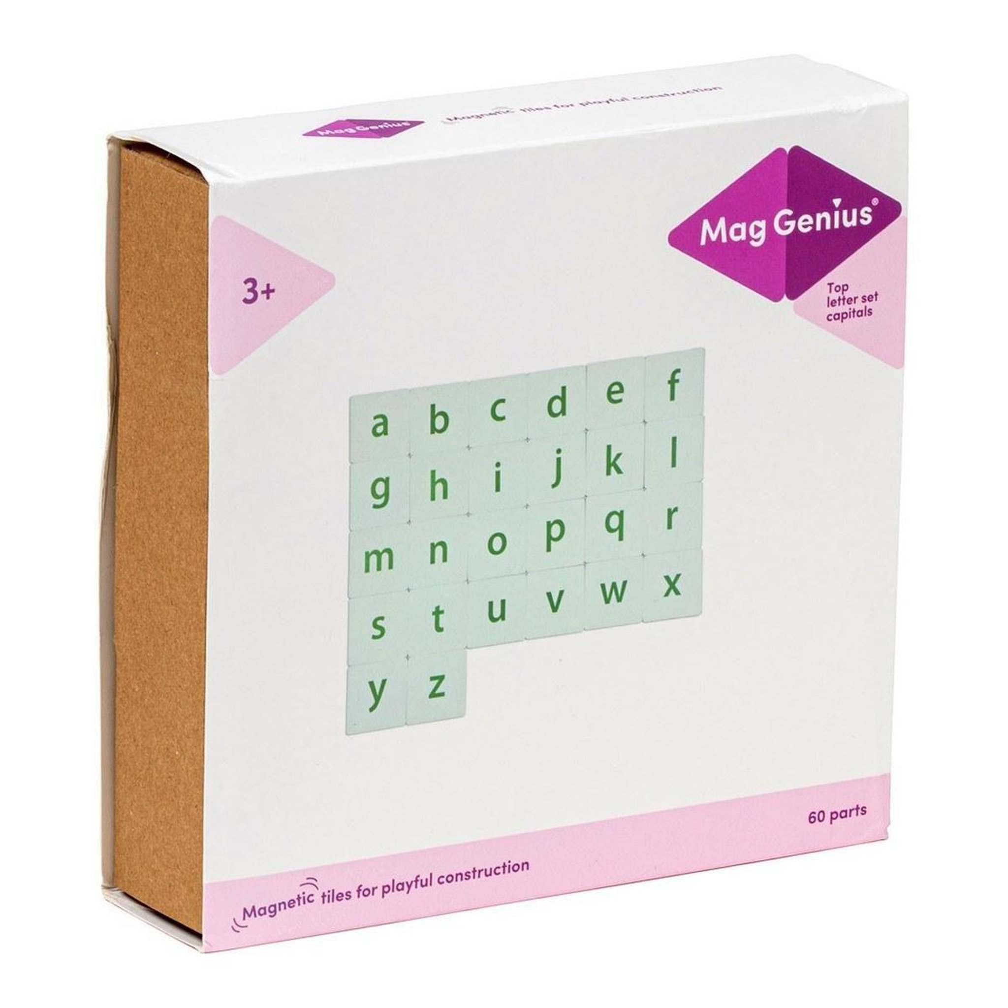 Voir la diapositive 2 : MAGGENIUS Blocs de construction magnétiques — lettres minuscules — 60 pièces
