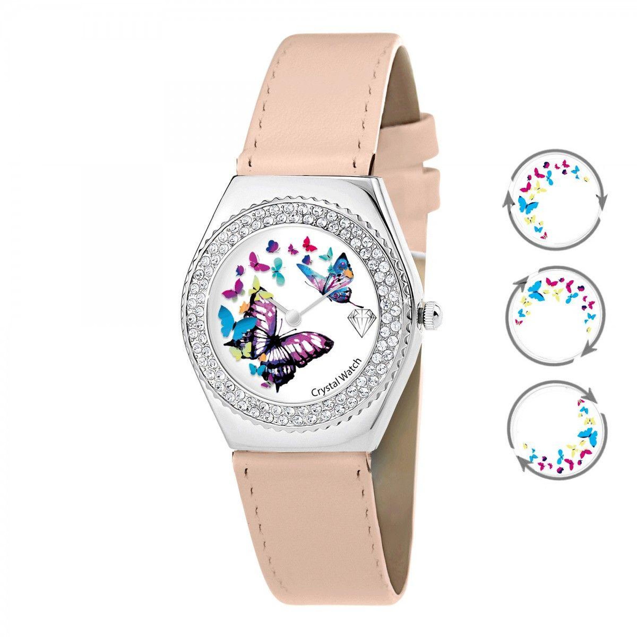 Voir la diapositive 1 : SC CRYSTAL Montre Alysson papillon à mouvement tournant SC Crystal ornée de Cristaux scintillants