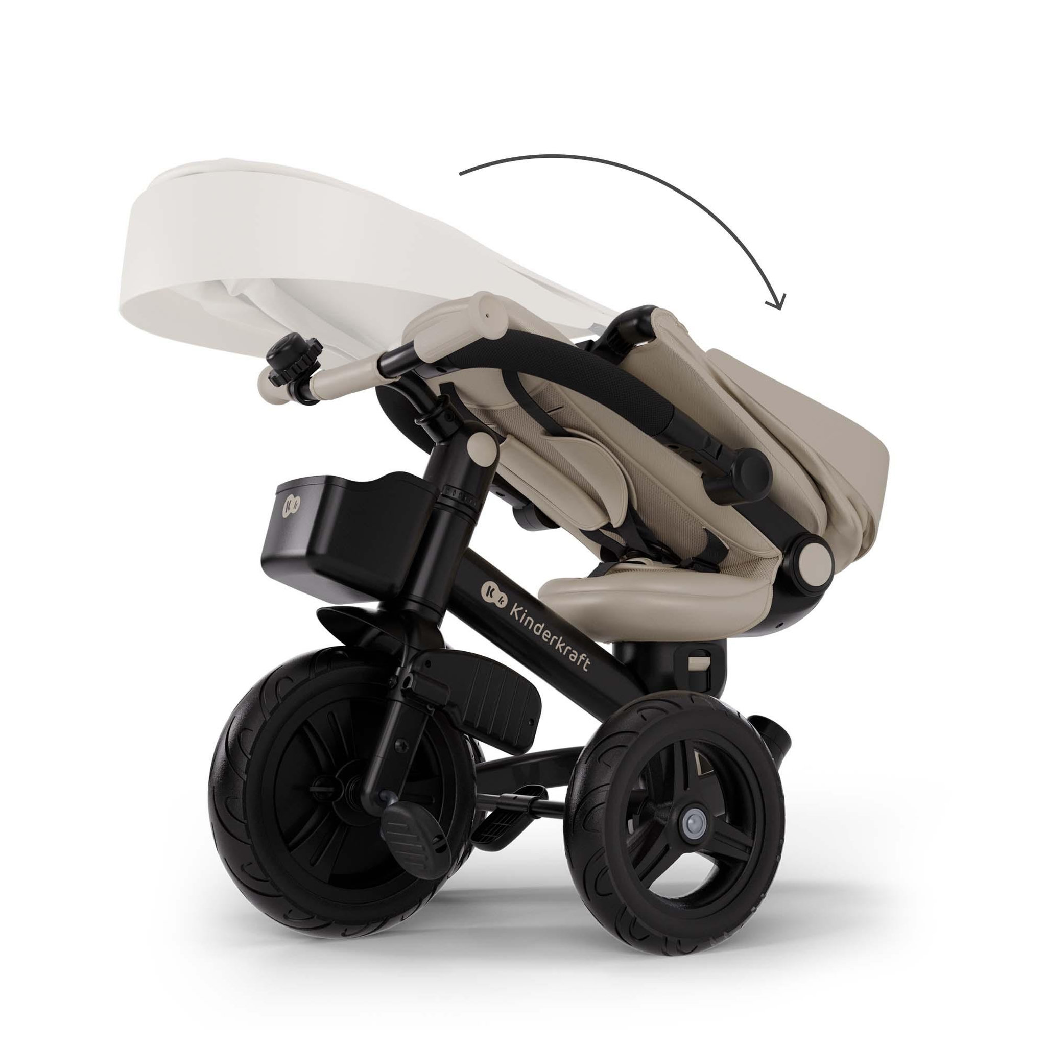 Voir la diapositive 5 : KINDERKRAFT Tricycle Kinderkraft AVEO 2 PLUS 6-en-1 évolutif, siège 360°, position allongée, canopy UPF50+, pliage rapide, Beige