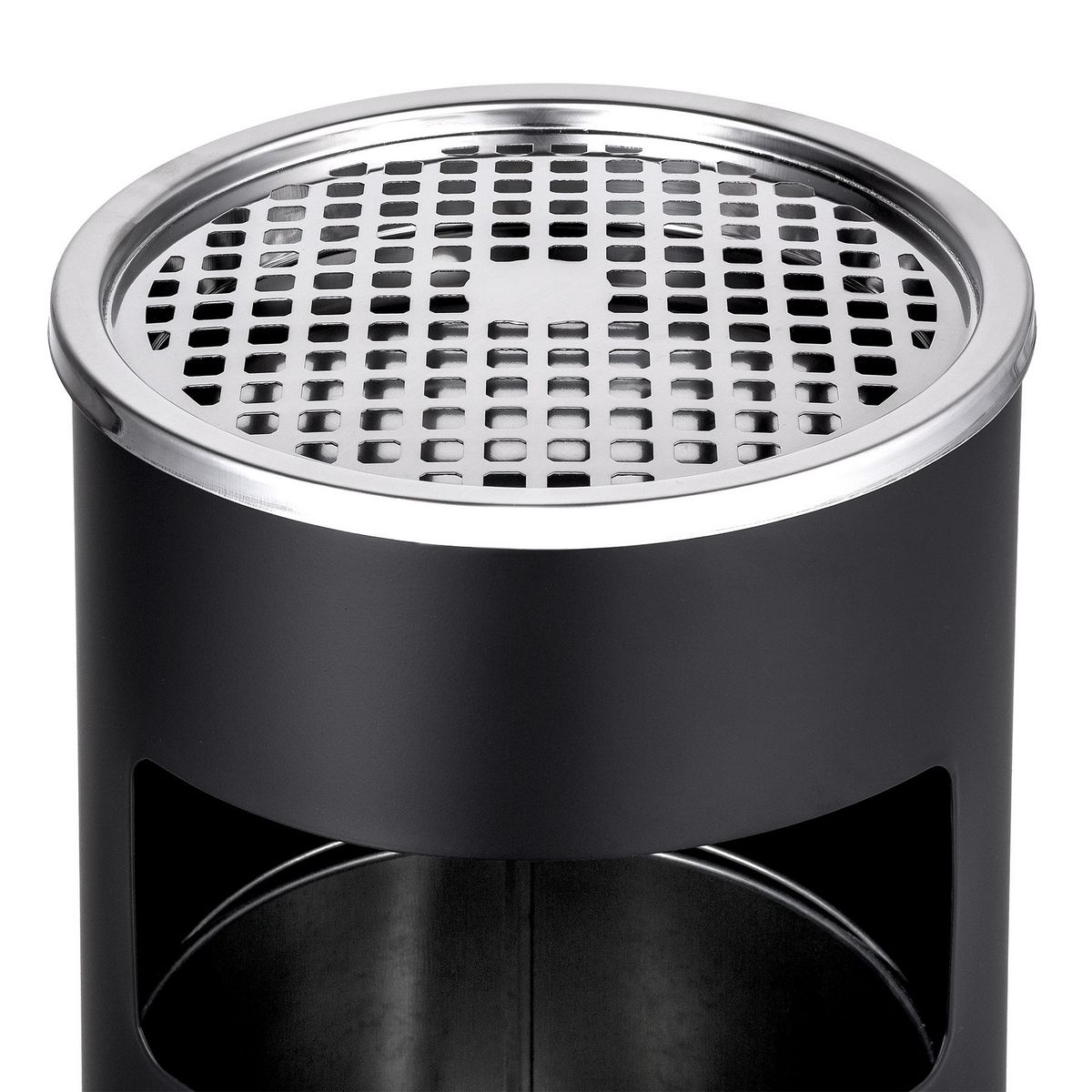 tectake Cendrier sur pied rond noir