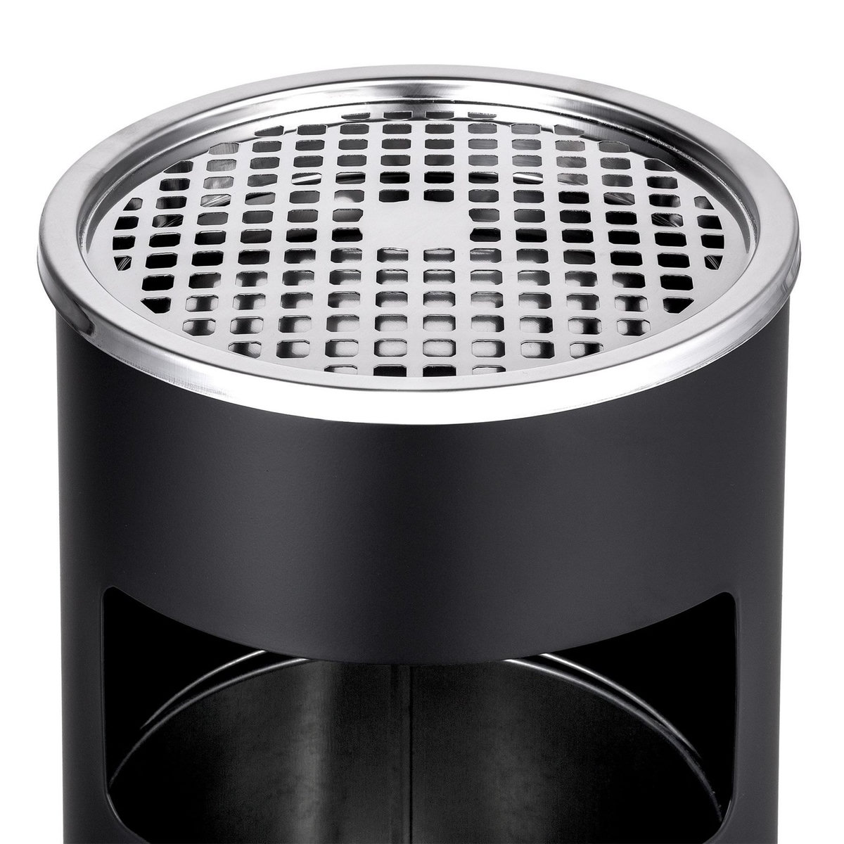 tectake Cendrier sur pied rond noir