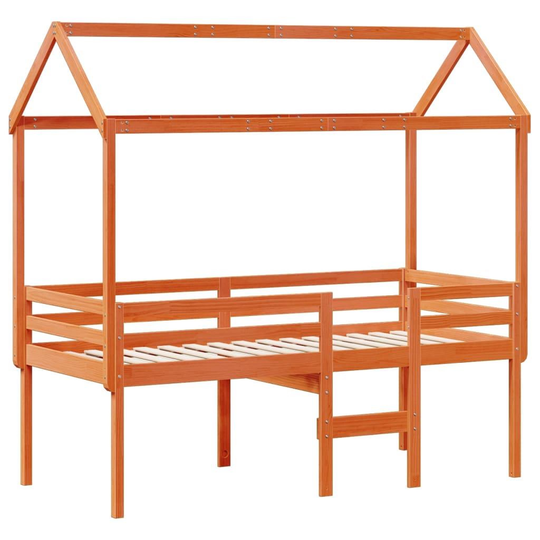 Voir la diapositive 2 : VIDAXL Lit haut sans matelas cire marron 80x200 cm bois de pin massif