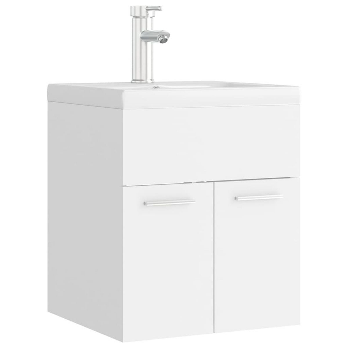 VIDAXL Armoire d'evier avec lavabo integre Blanc Bois d'ingenierie