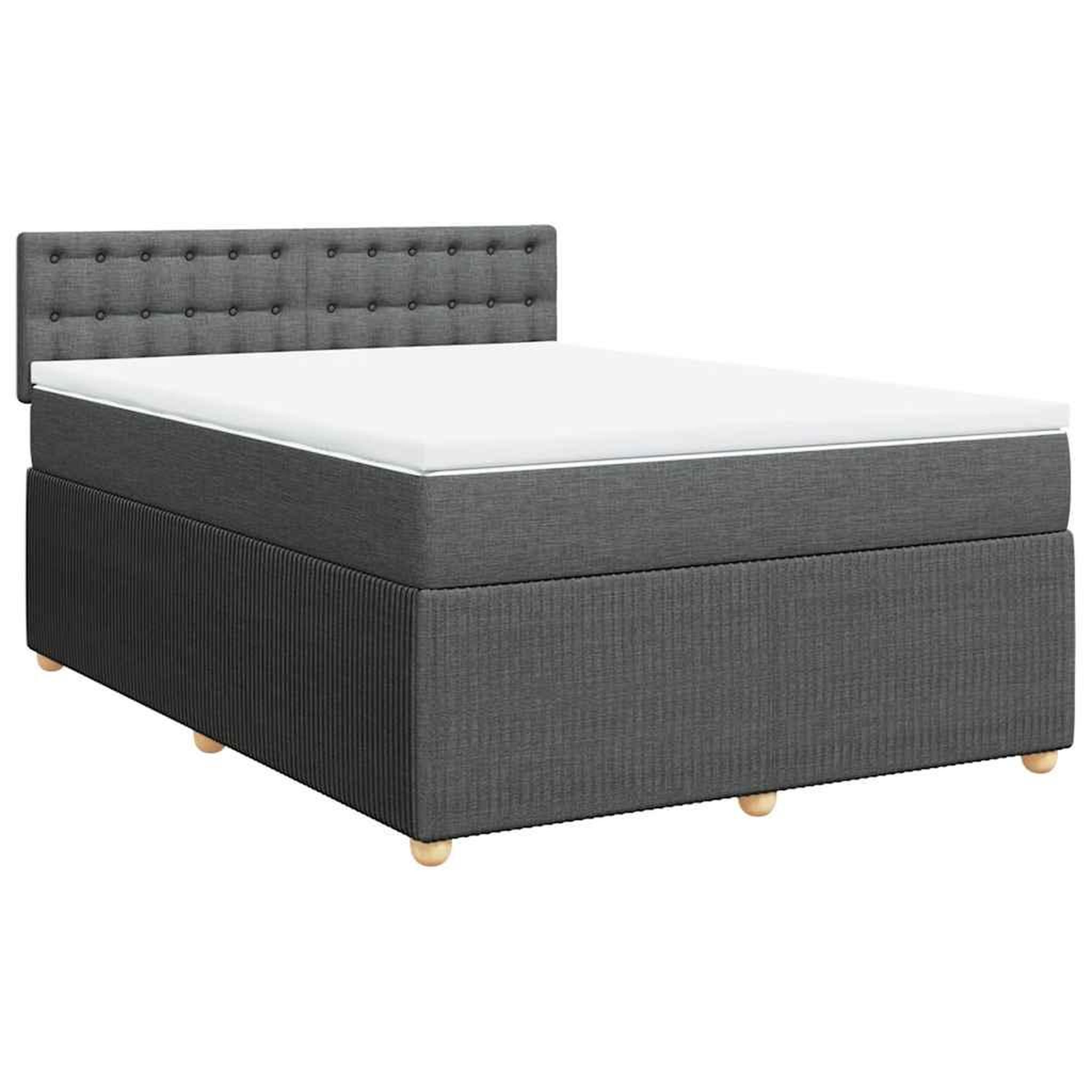Voir la diapositive 2 : VIDAXL Sommier a lattes de lit avec matelas Gris fonce 160x200cm Tissu