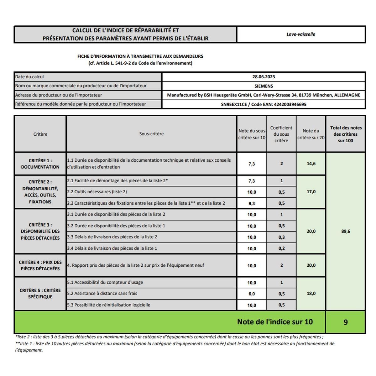 Siemens Lave-vaisselle 60cm 14 couverts 42db tout intégrable - SN95EX11CE