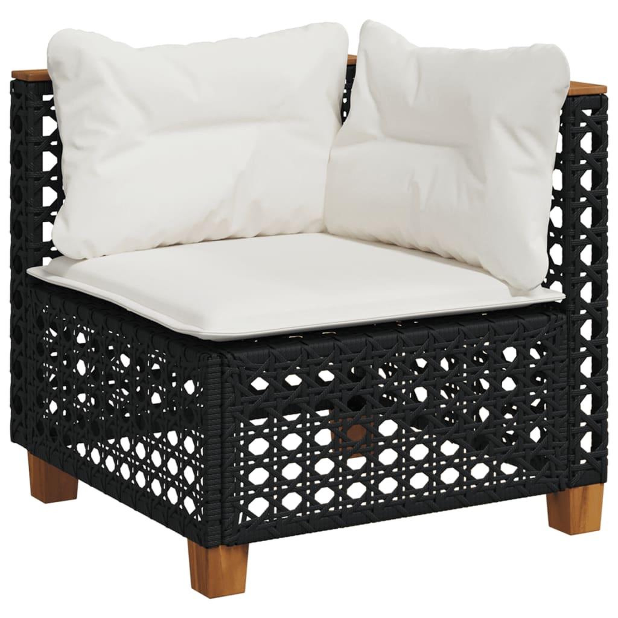 Voir la diapositive 3 : VIDAXL Salon de jardin 4 pcs avec coussins noir resine tressee