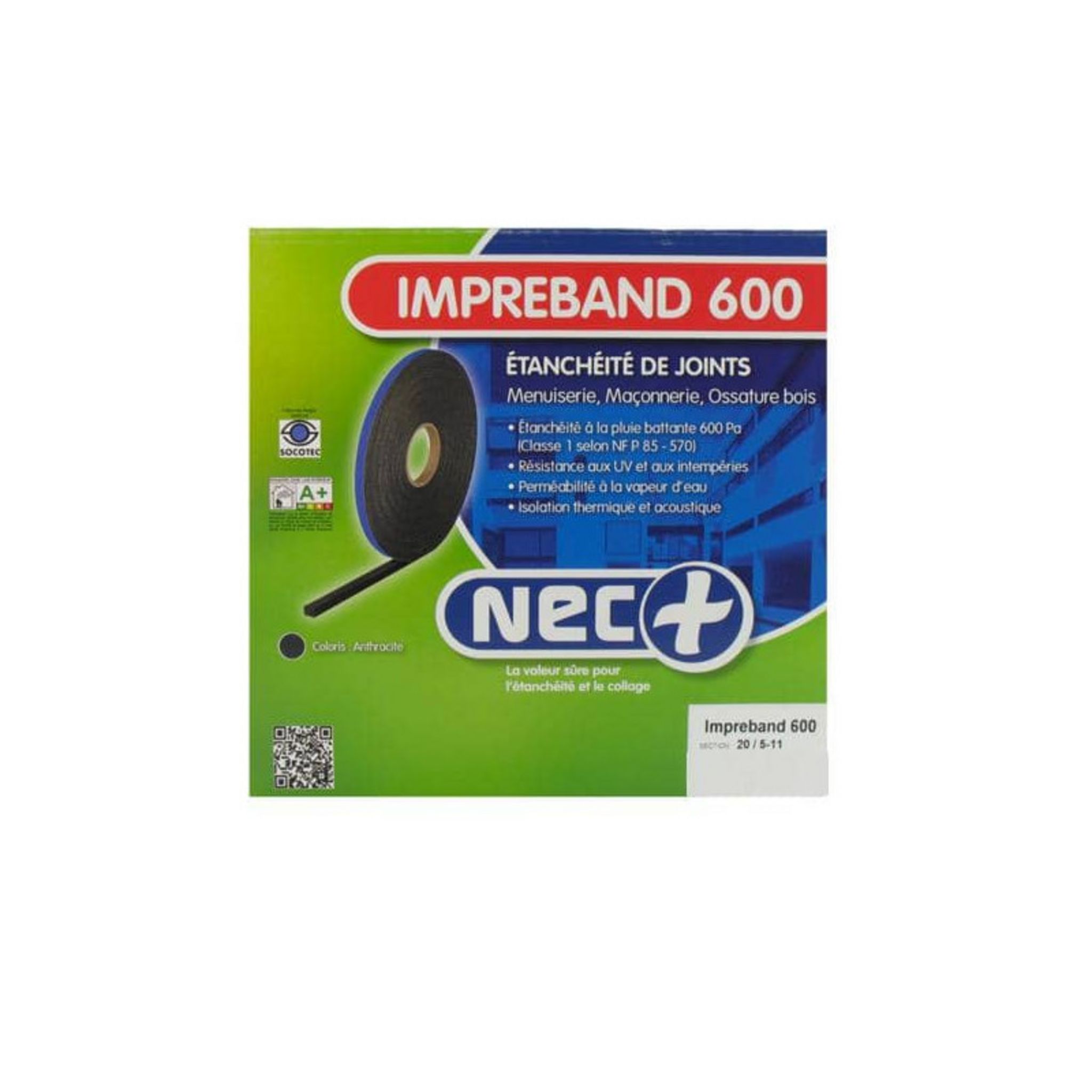 Compriband ®, joint de mousse imprégnée, rouleau de 8m, larg 20/ 3-7 mm