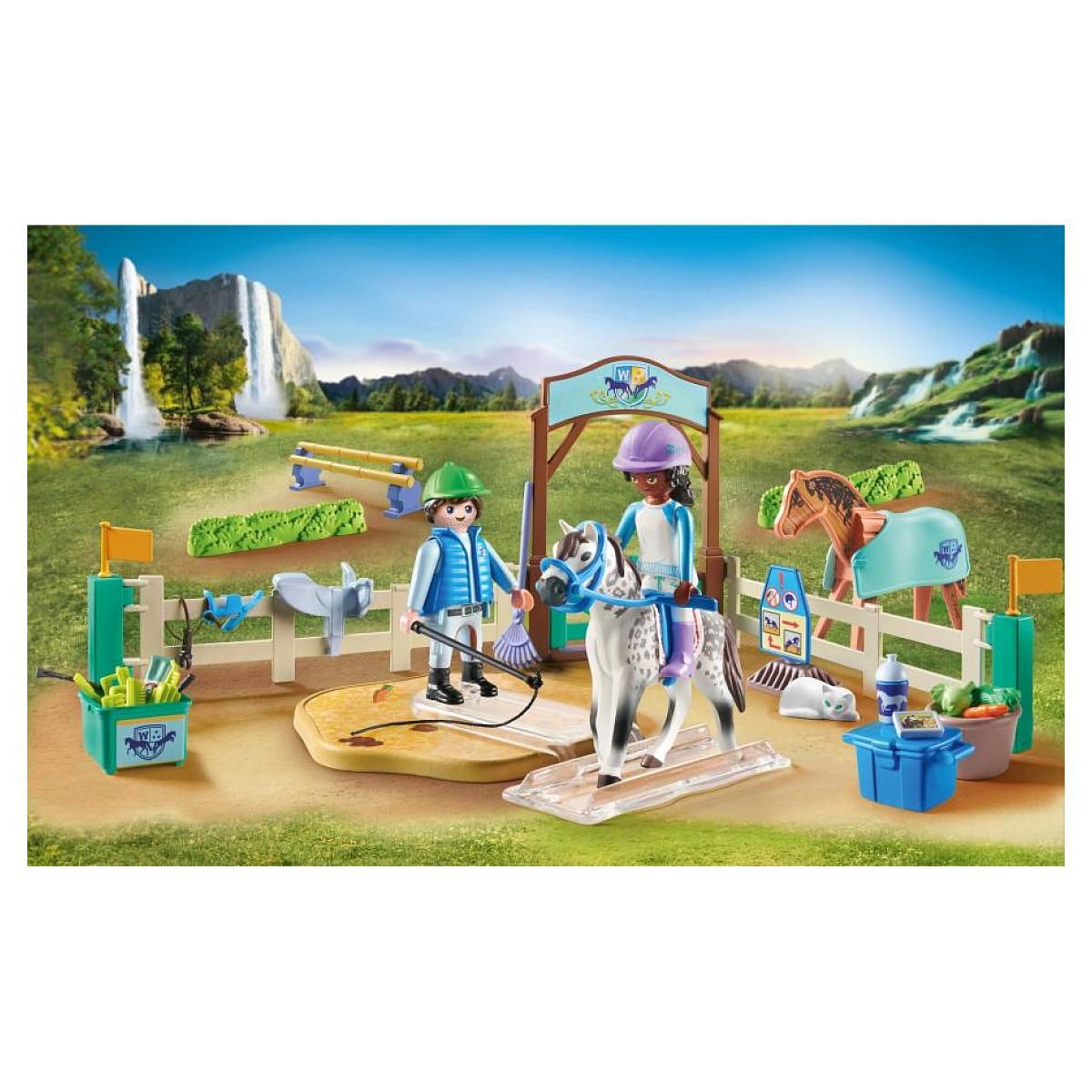 PLAYMOBIL Arène d'Équitation 71637 - Ensemble Équestre Complet avec Chevaux et Personnages