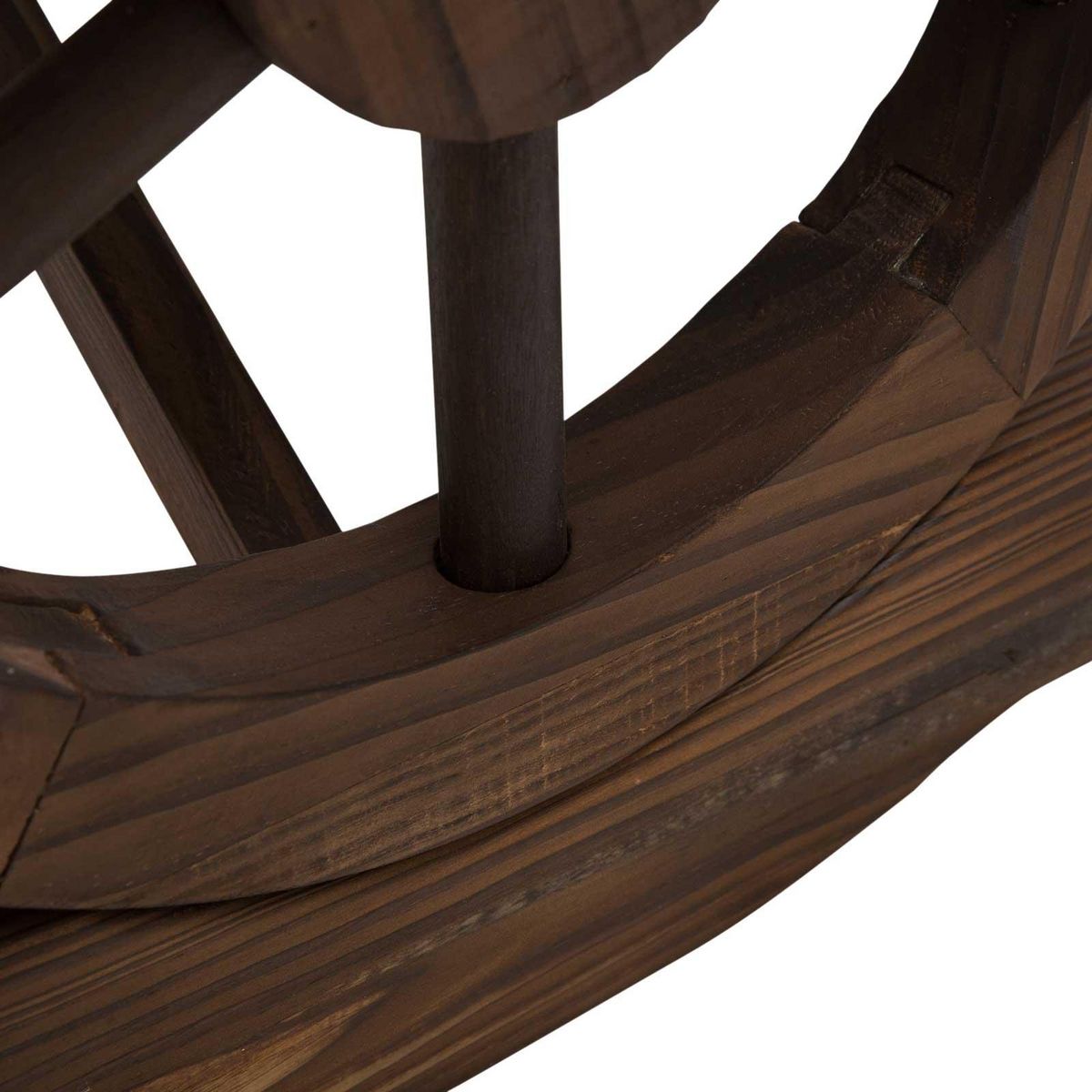 OUTSUNNY Banc de jardin 2 places style western piètement roues de charrette bois sapin traité carbonisation