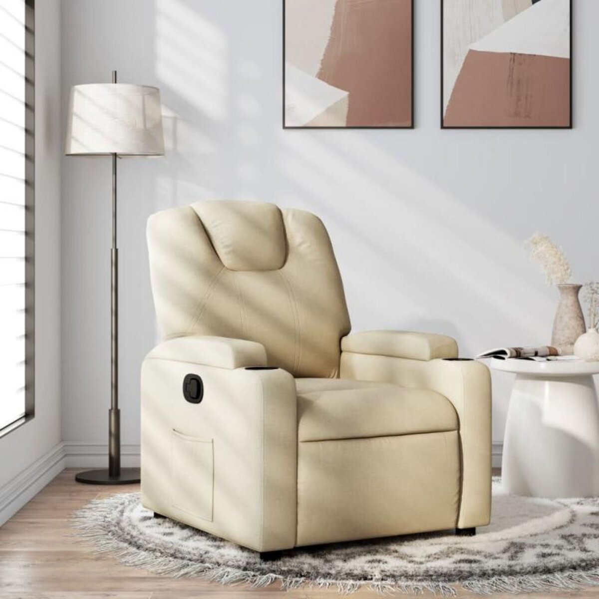VIDAXL Fauteuil inclinable Crème Tissu