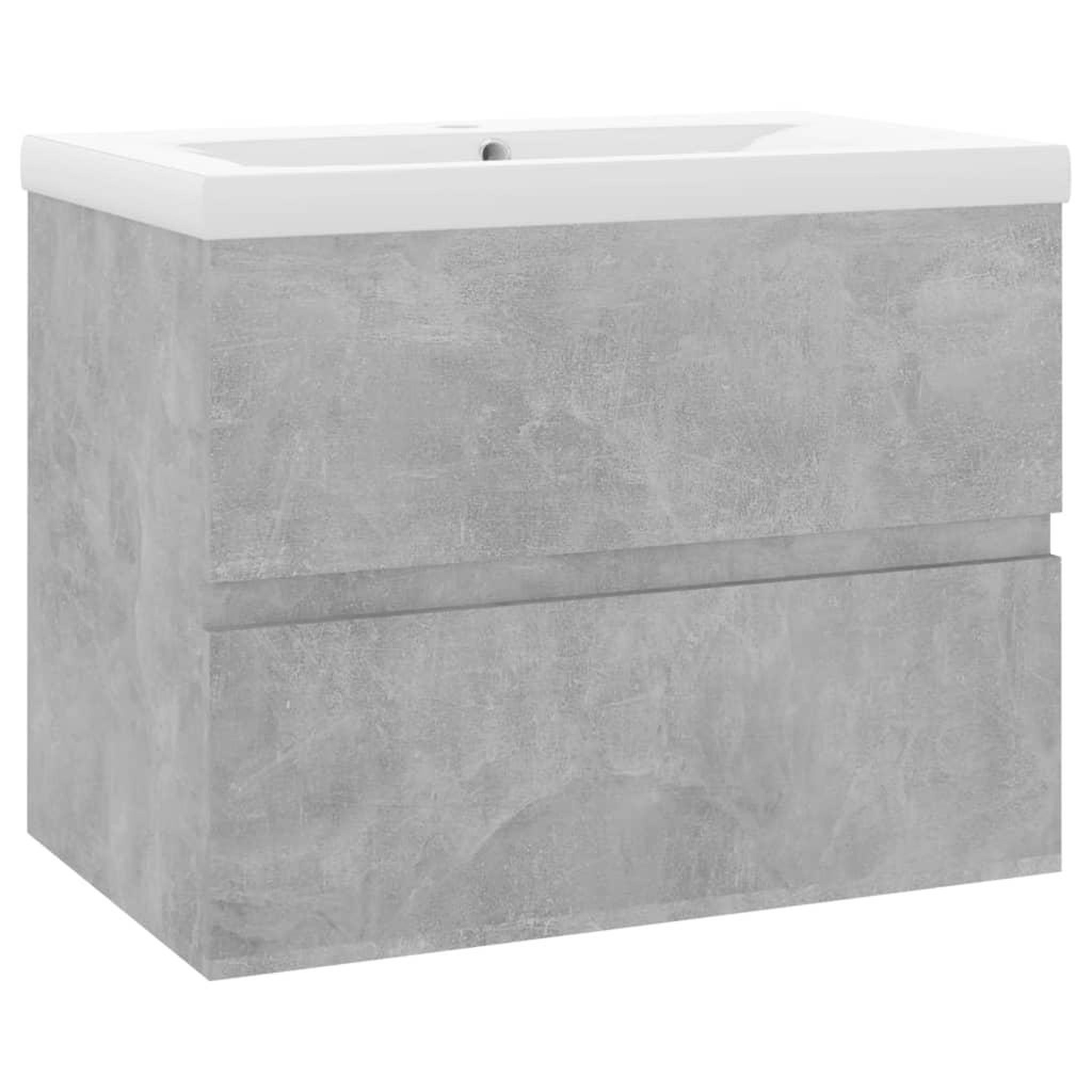 Voir la diapositive 2 : VIDAXL Armoire d'evier avec lavabo integre Gris beton Agglomere
