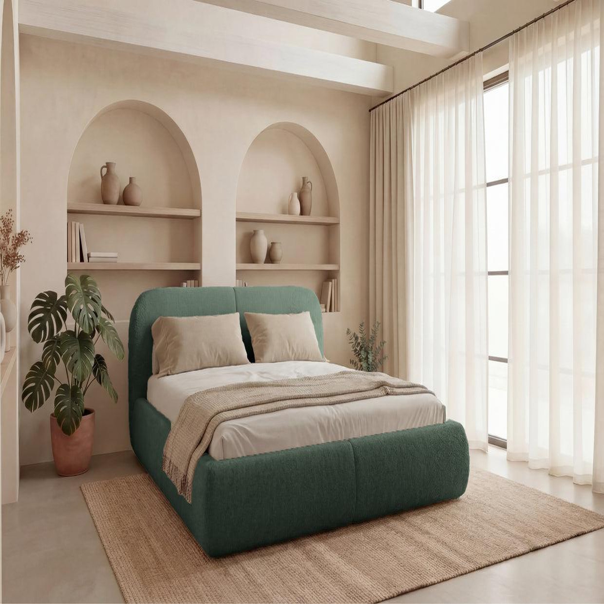 Voir la diapositive 2 : CASANOVA PARIS Delora - lit coffre vert tissu chenille