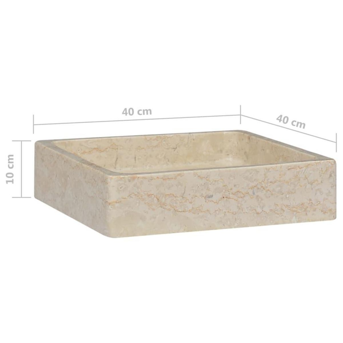 VIDAXL Lavabo Creme 40x40x10 cm Marbre