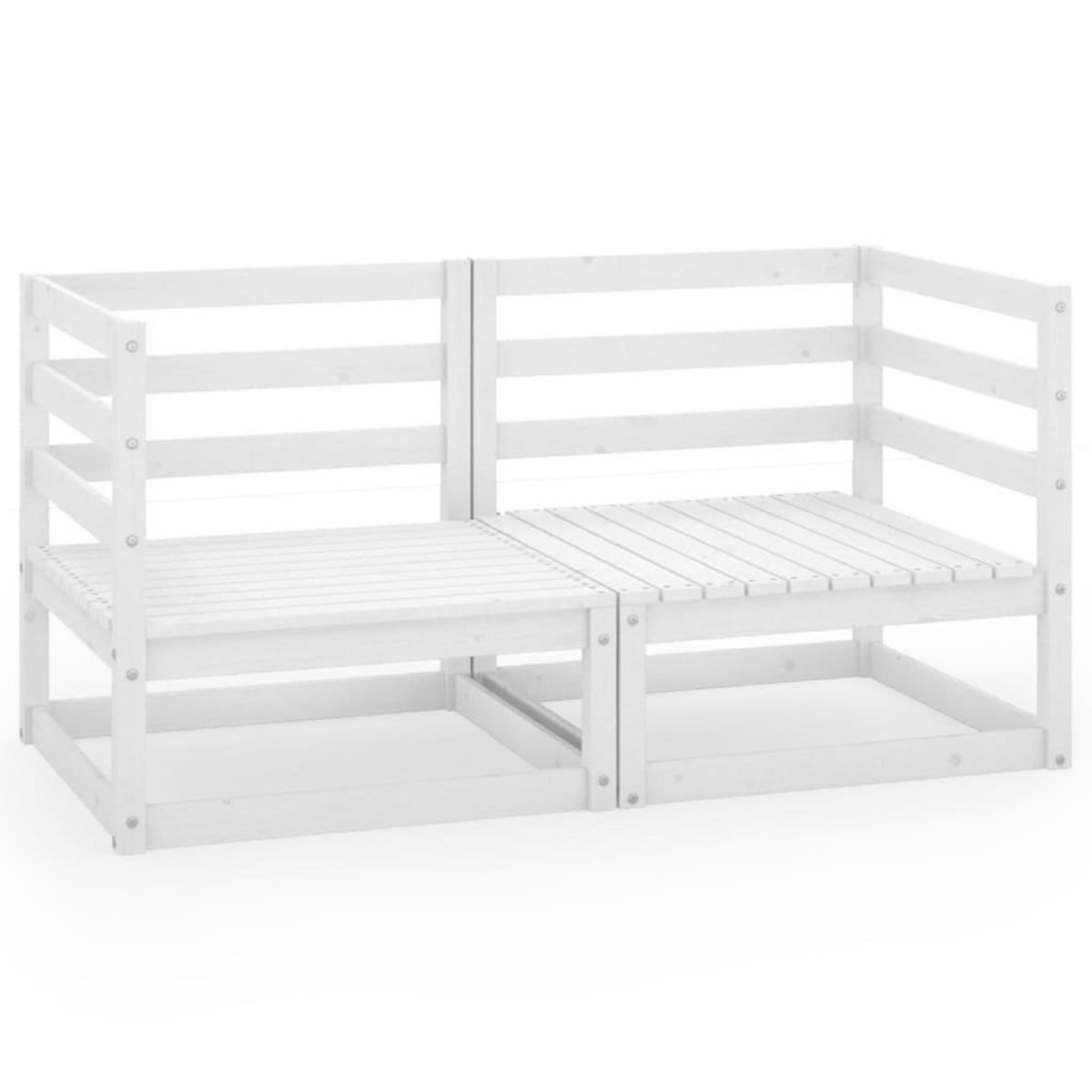 VIDAXL Canape a 2 places de jardin Blanc Bois de pin solide