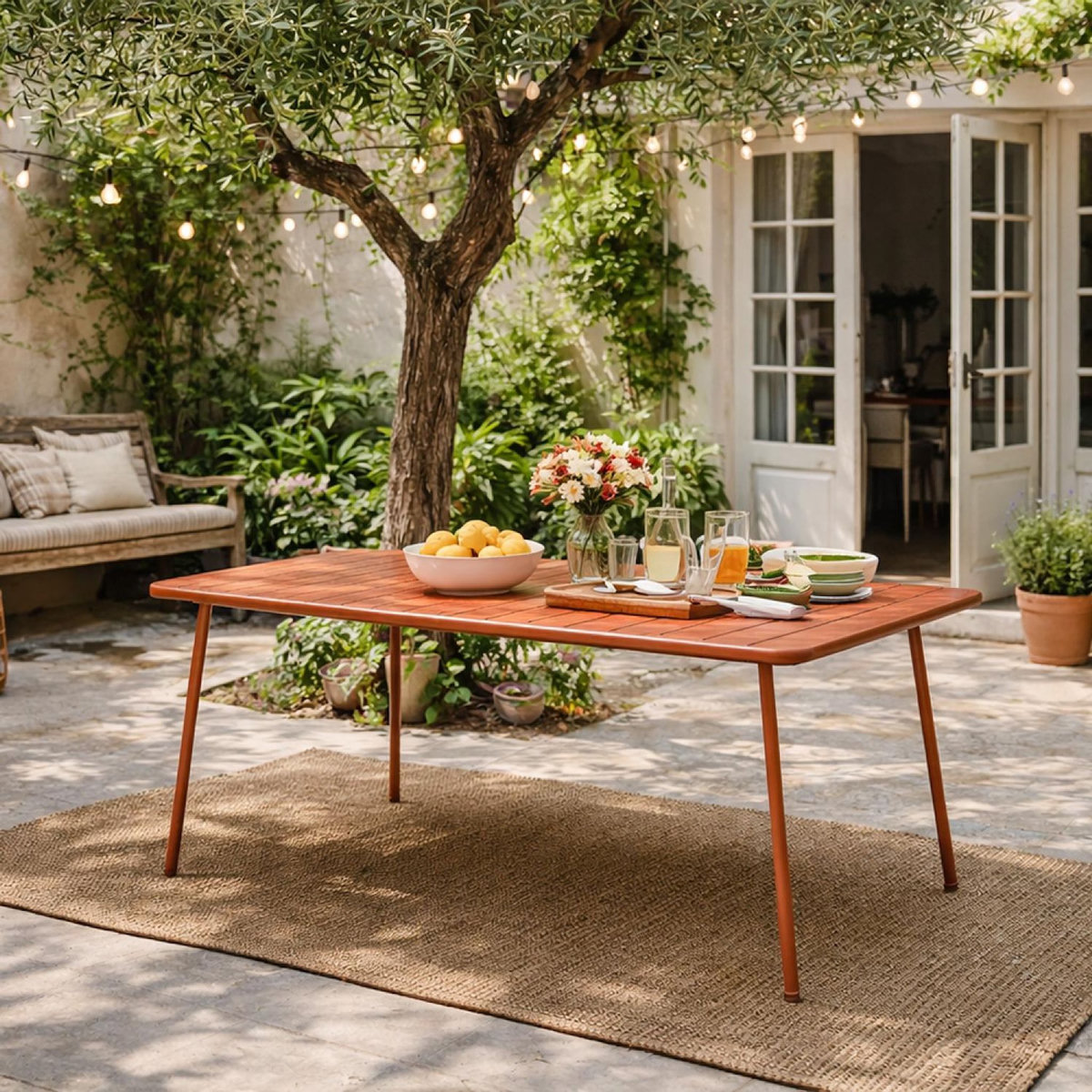 CONCEPT USINE Table de jardin 6 places 160cm terracotta BERGAME