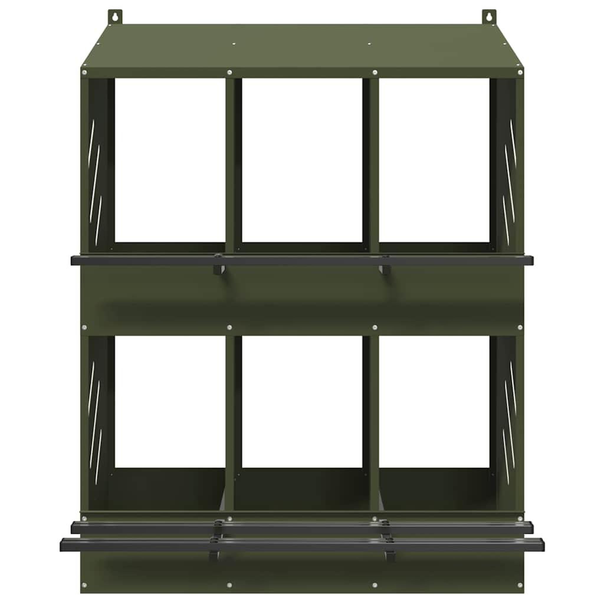 Voir la diapositive 5 : VIDAXL Nichoir a poules avec 6 compartiments vert olive metal