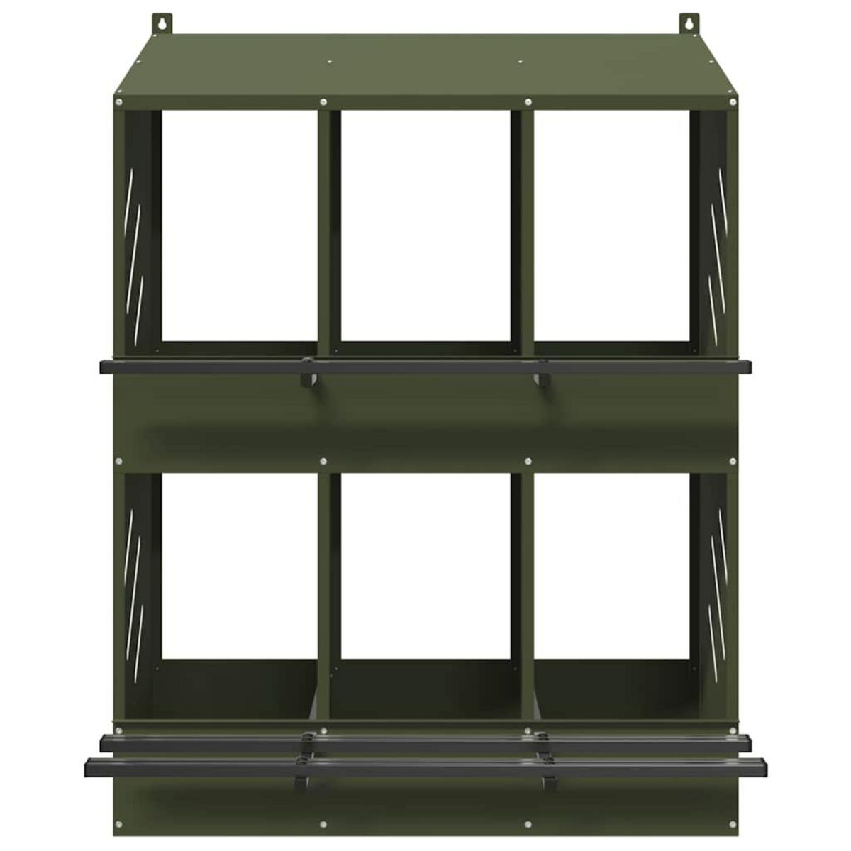 VIDAXL Nichoir a poules avec 6 compartiments vert olive metal