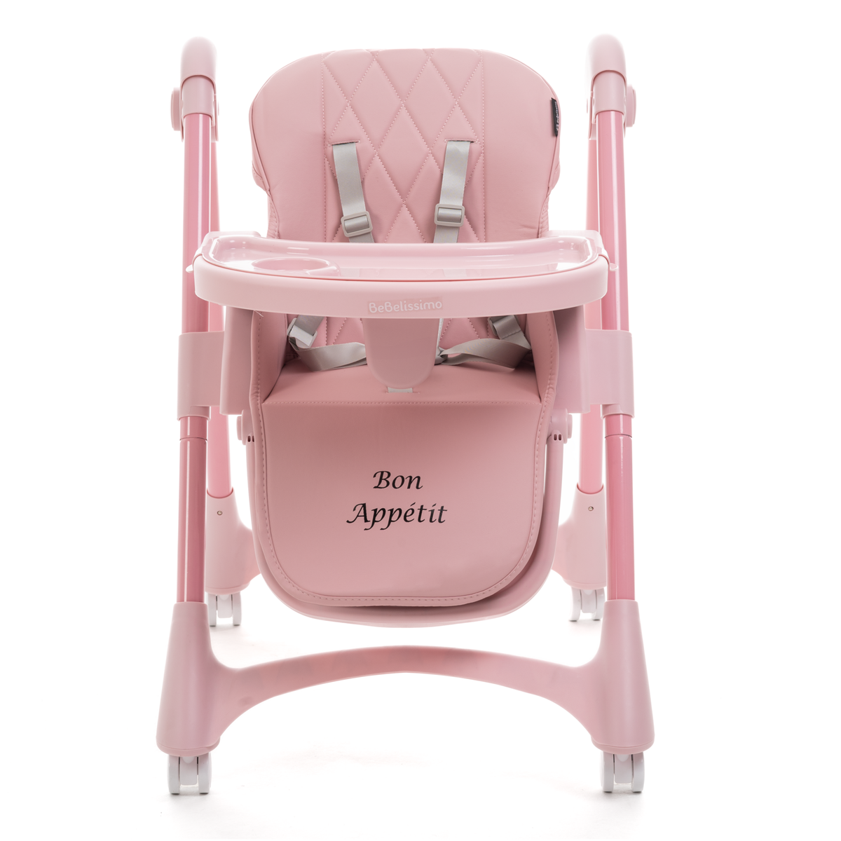 BEBELISSIMO Bebelissimo - Chaise haute évolutive bébé - Pliable - Compacte - Réglable hauteur - De 6 mois à 3 ans (15kg) - rose - Bon Appetit