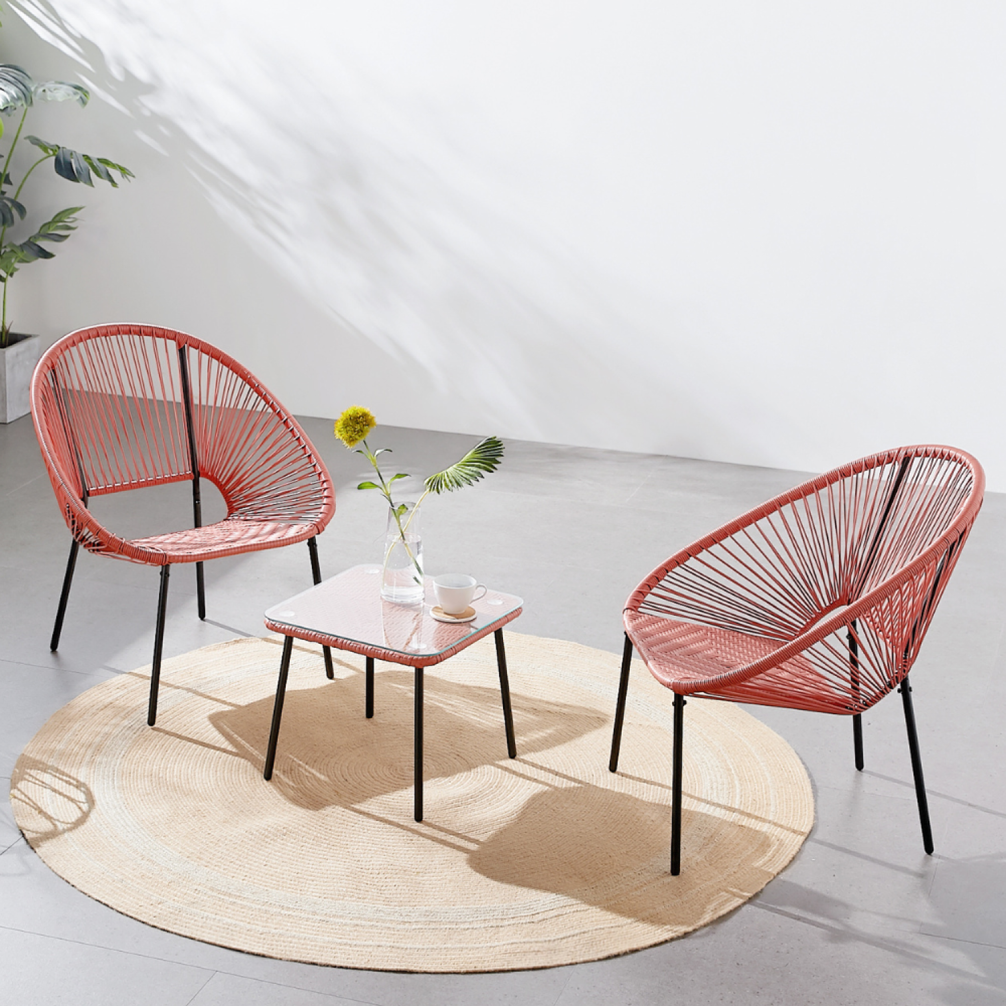 Voir la diapositive 2 : CONCEPT USINE Set de 2 fauteuils + table basse terracota acapulco