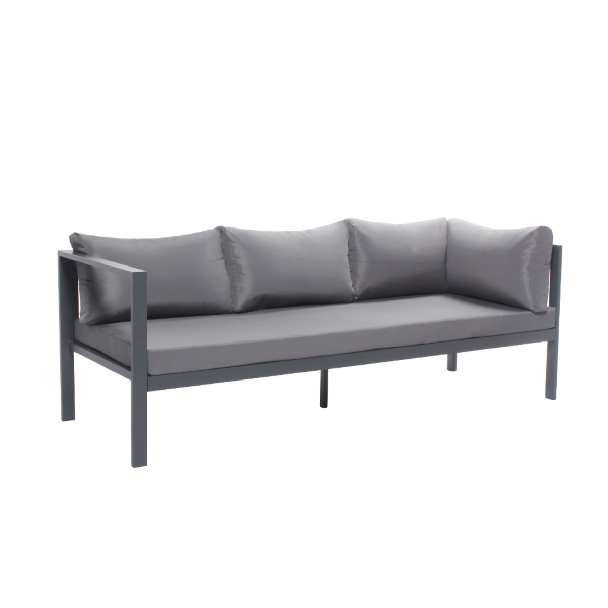 CONCEPT USINE Salon de jardin 6 places gris foncé avec canapé et banc MARBELLA