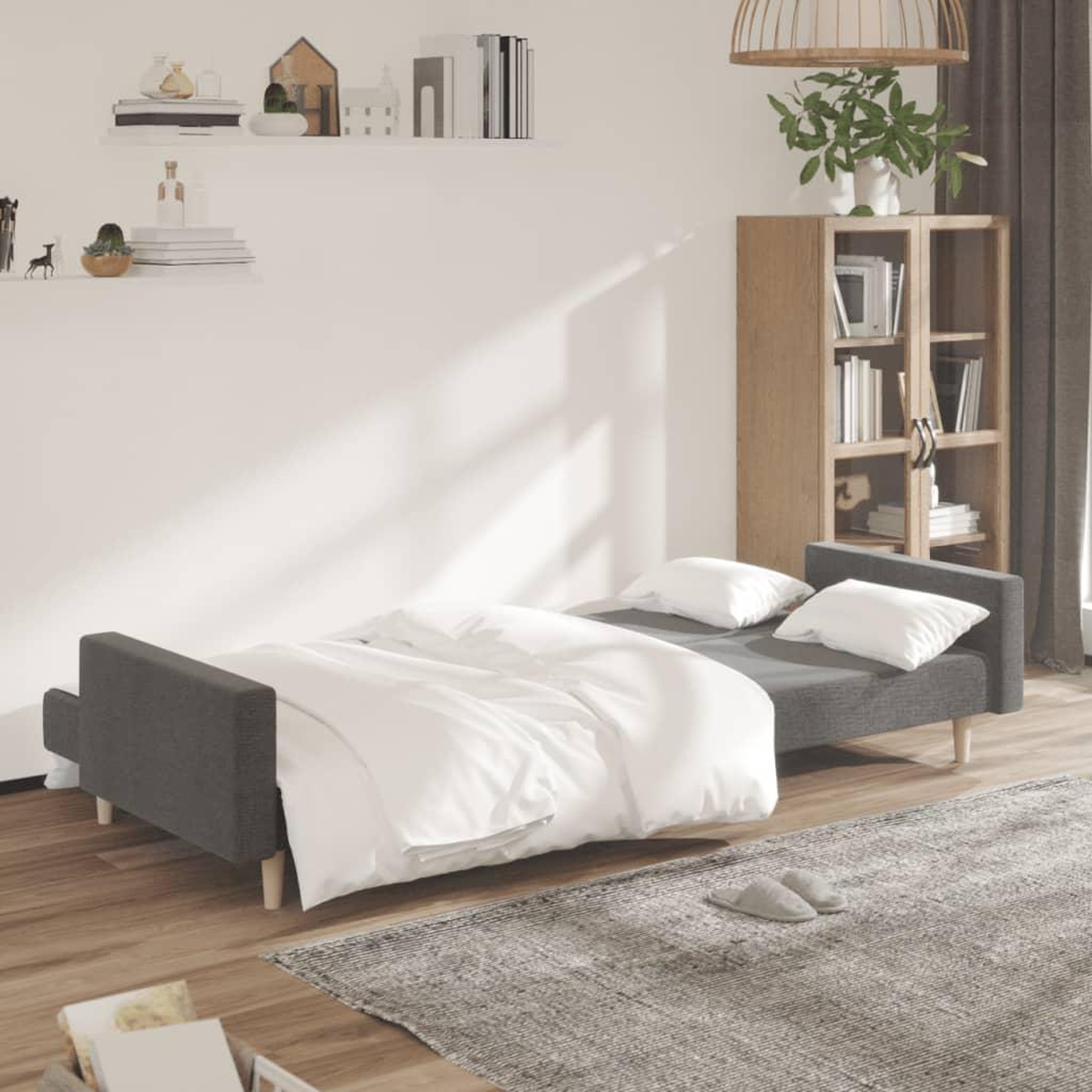 Voir la diapositive 3 : VIDAXL Canape-lit a 2 places gris clair tissu
