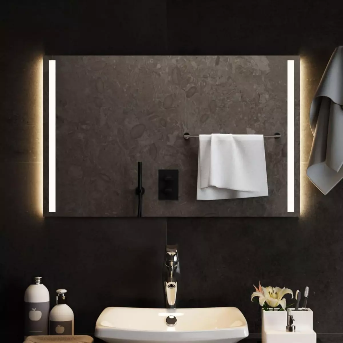 VIDAXL Miroir de salle de bain a LED 80x50 cm