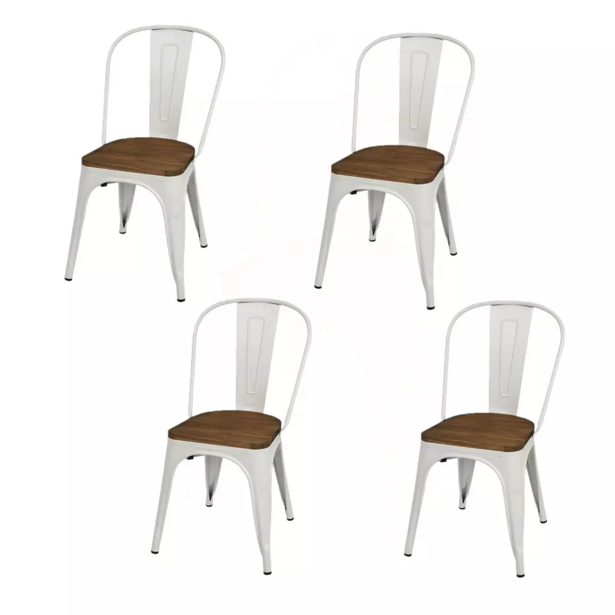 DIVERS Lot de 4 chaises vintage Liv H84 cm - Blanc
