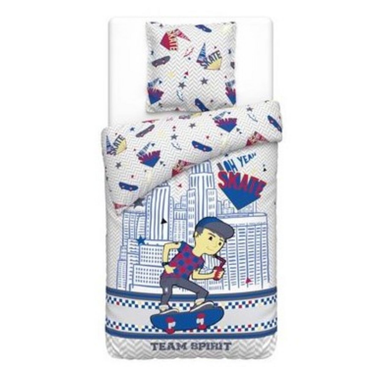 ACTUEL Parure de housse de couette fantaisie en coton 51 fils SKATE