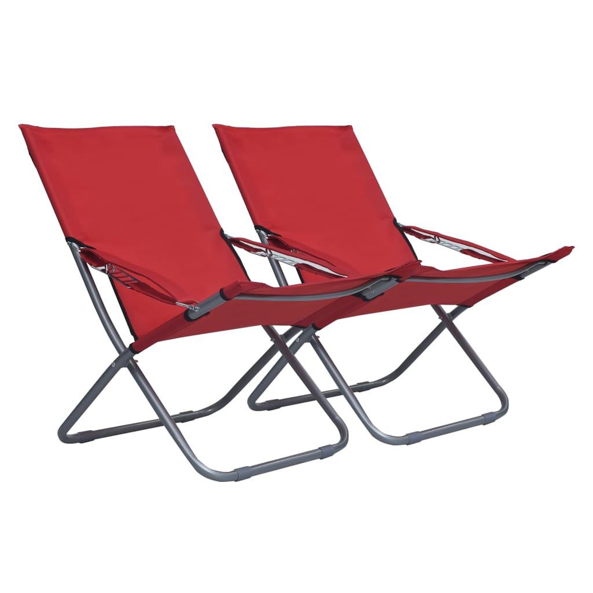 VIDAXL Chaises pliables de plage lot de 2 Tissu Rouge