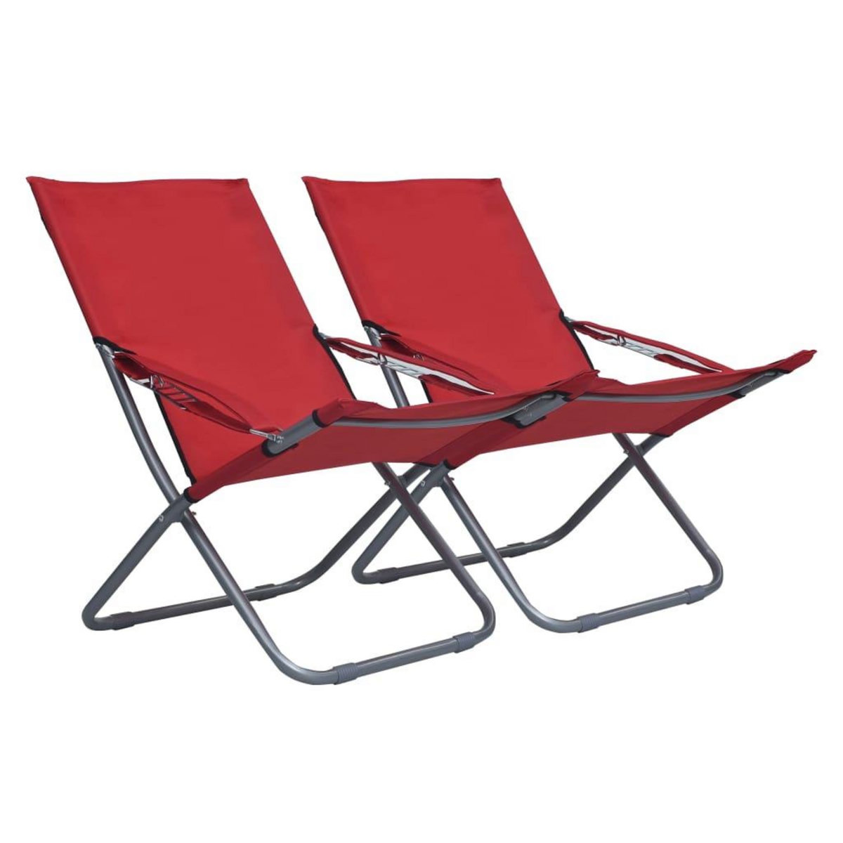 VIDAXL Chaises pliables de plage lot de 2 Tissu Rouge