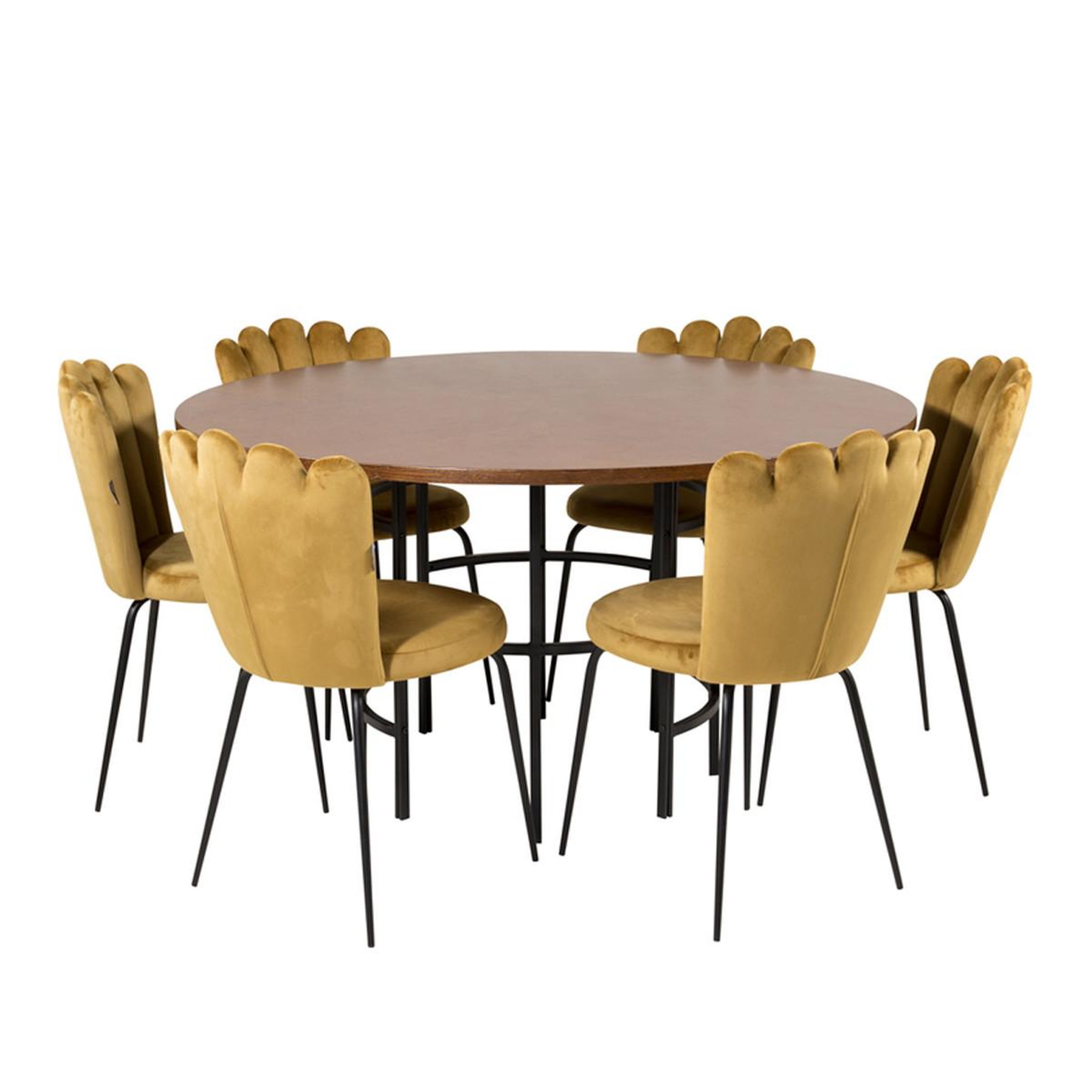 Paris Prix Ensemble table à manger & 6 chaises  copenhagen & limhamn  140cm jaune & marron