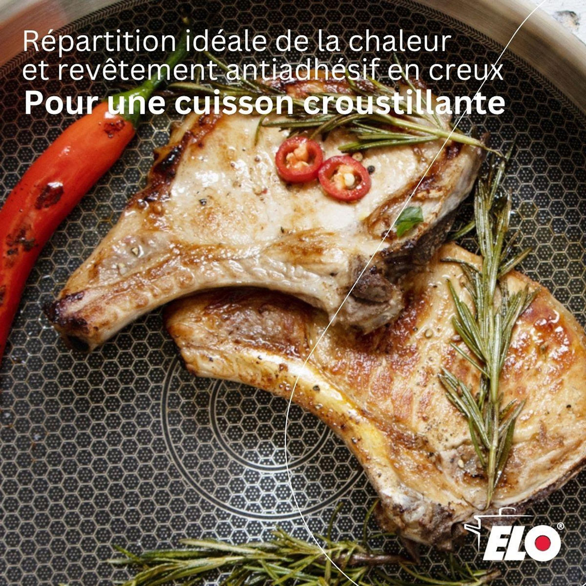 ELO Lot de 3 Faitouts 12/14/20cm et Poêle 28cm Elo Relief Evolution