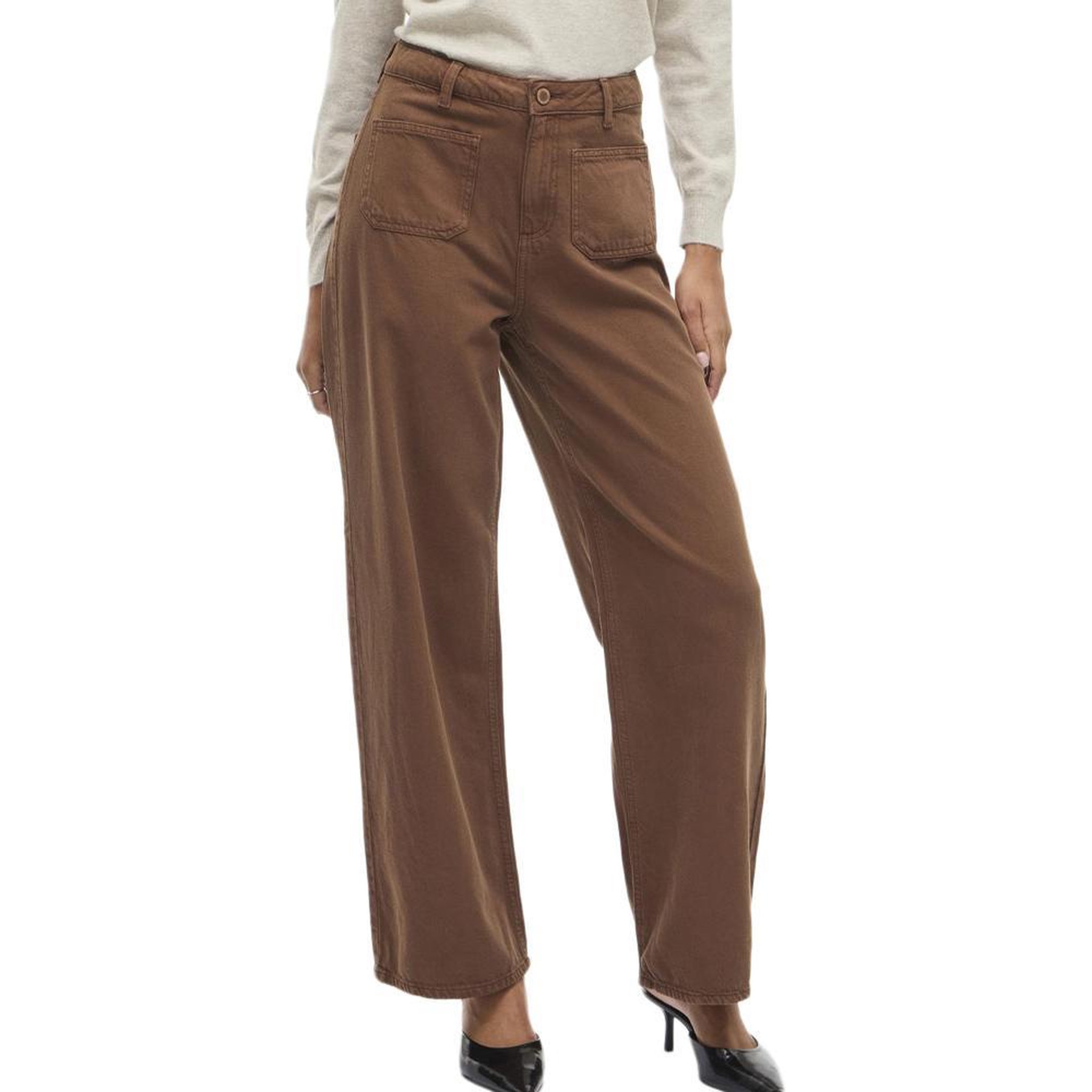 Voir la diapositive 1 : Vila Jean Large Marron Femme Vila Vicazo Wide
