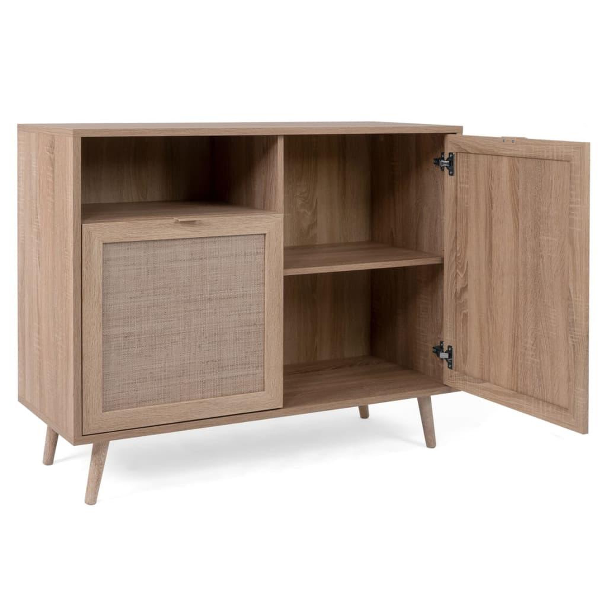 Voir la diapositive 4 : Finori Finori Buffet Bali 01A Chene sonoma et impression de canne