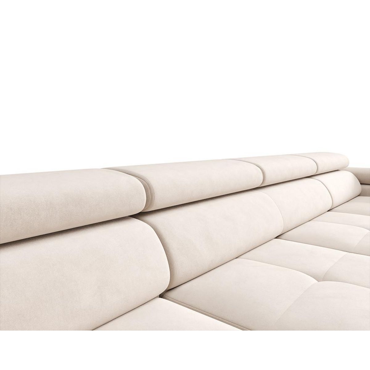 BEST MOBILIER Ayden - canapé panoramique en u 7 places convertible avec coffre et têtières réglables en tissu