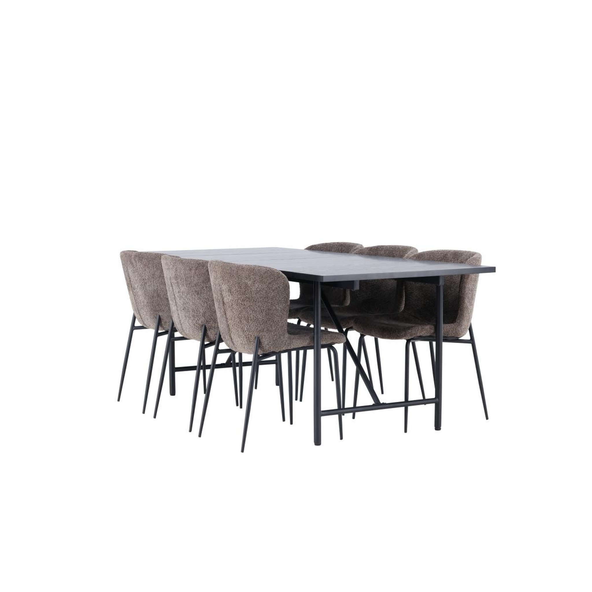 Voir la diapositive 4 : Paris Prix Ensemble table à manger & 6 chaises  astrid & modesto  200cm noir & marron