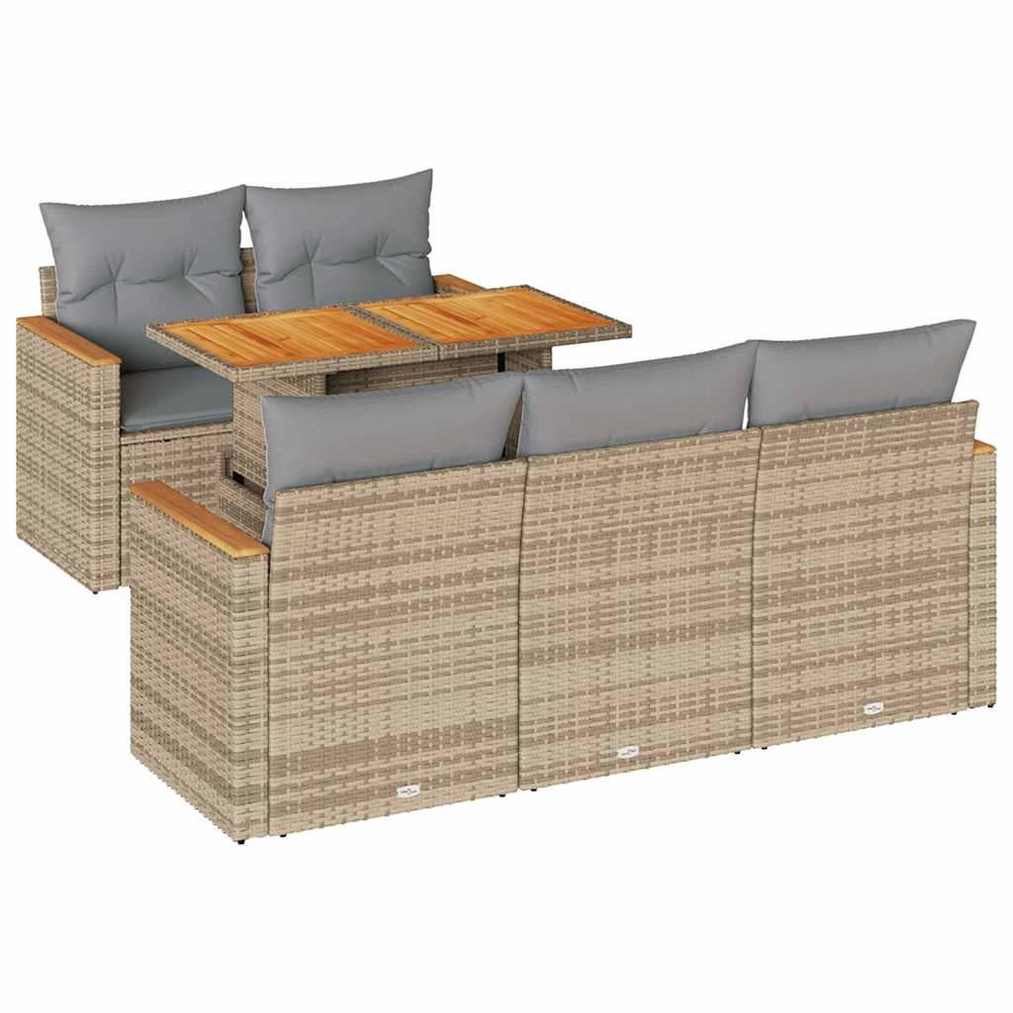 Voir la diapositive 2 : VIDAXL Salon de jardin 6 pcs avec coussins beige resine tressee acacia