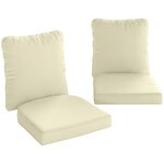 OUTSUNNY Lot de 2 coussins galettes assise dossier de chaises fauteuils de jardin polyester blanc cassé