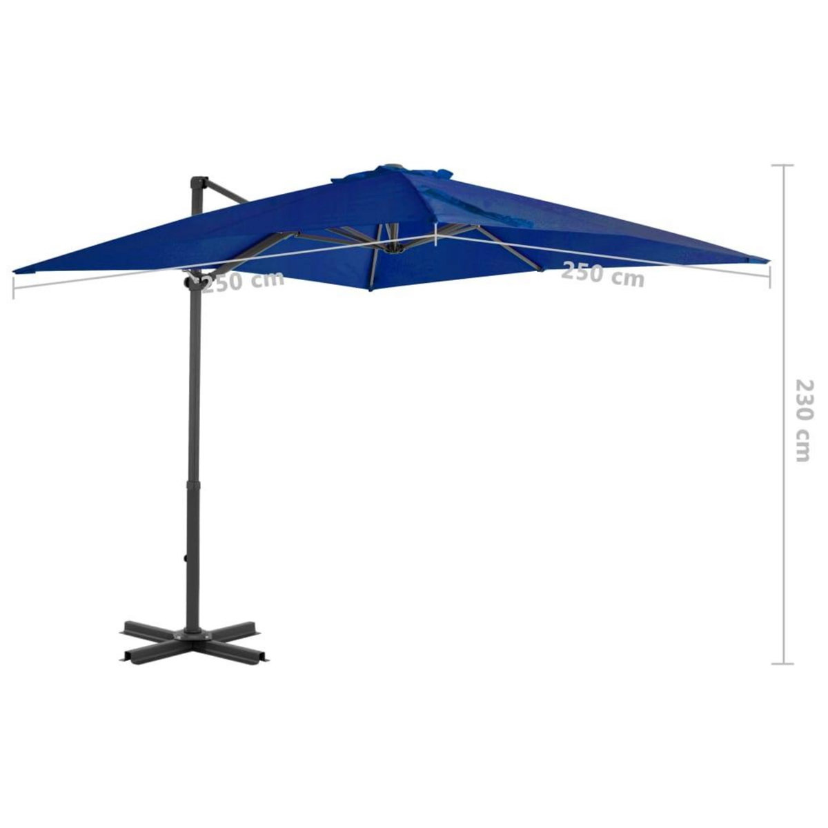 VIDAXL Parasol de jardin en porte-a-faux mat en aluminium bleu azure