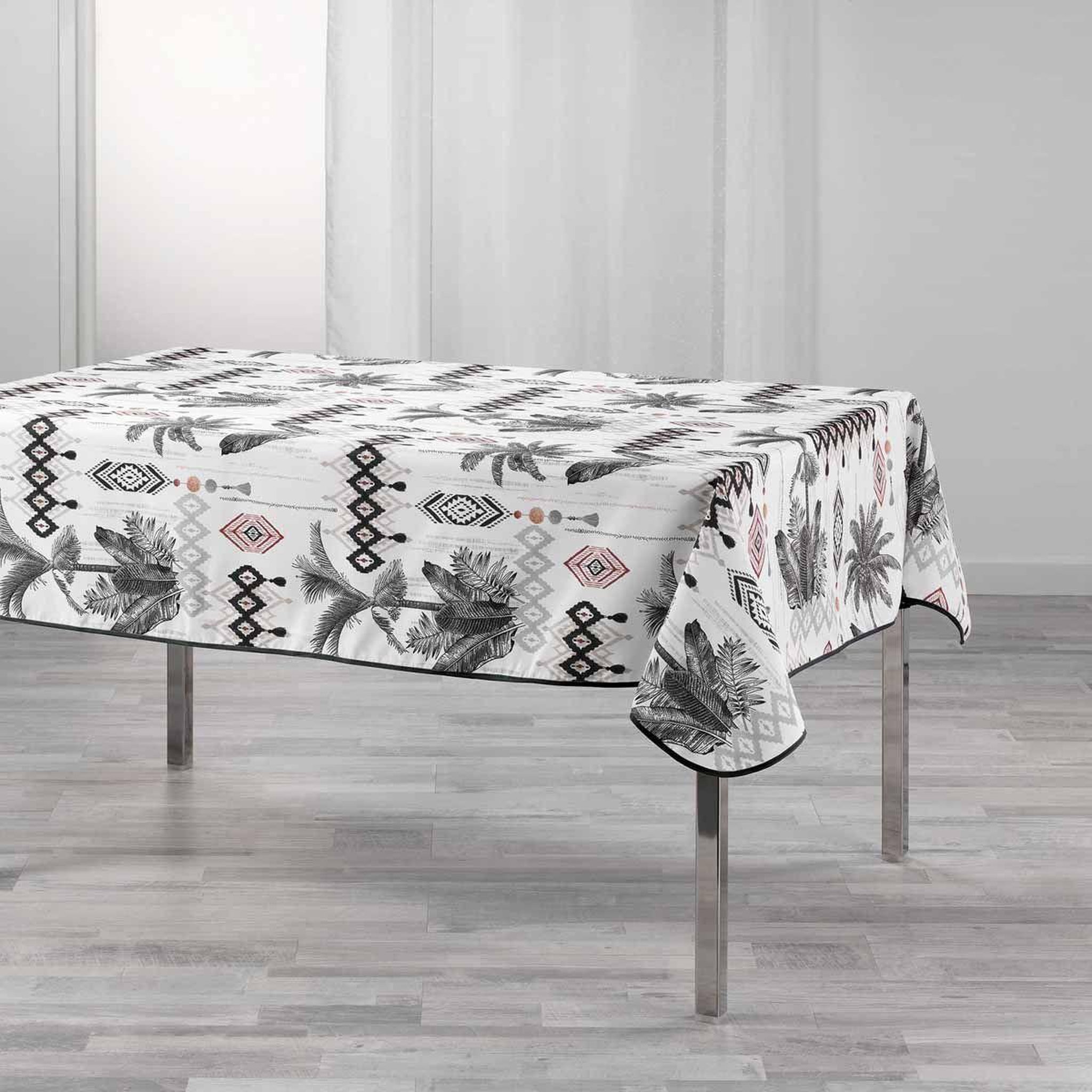 Douceur d'Intérieur Nappe imprimée  cocoty  150x240cm blanc & gris