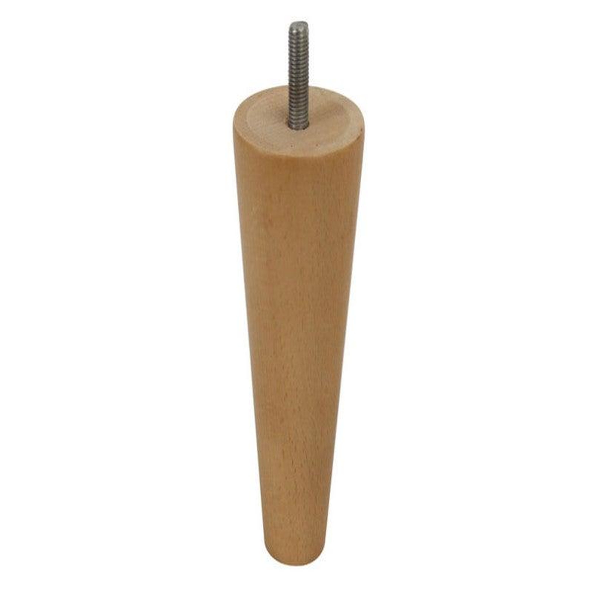 CIME Pied De Meuble Conique Fixe Hêtre Brut Blanc/Beige, 15 Cm