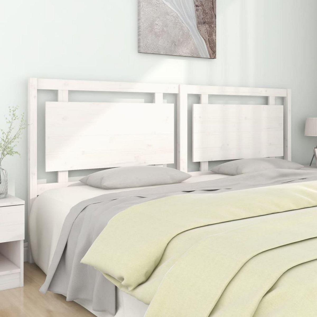 VIDAXL Tete de lit Blanc 205,5x4x100 cm Bois massif de pin