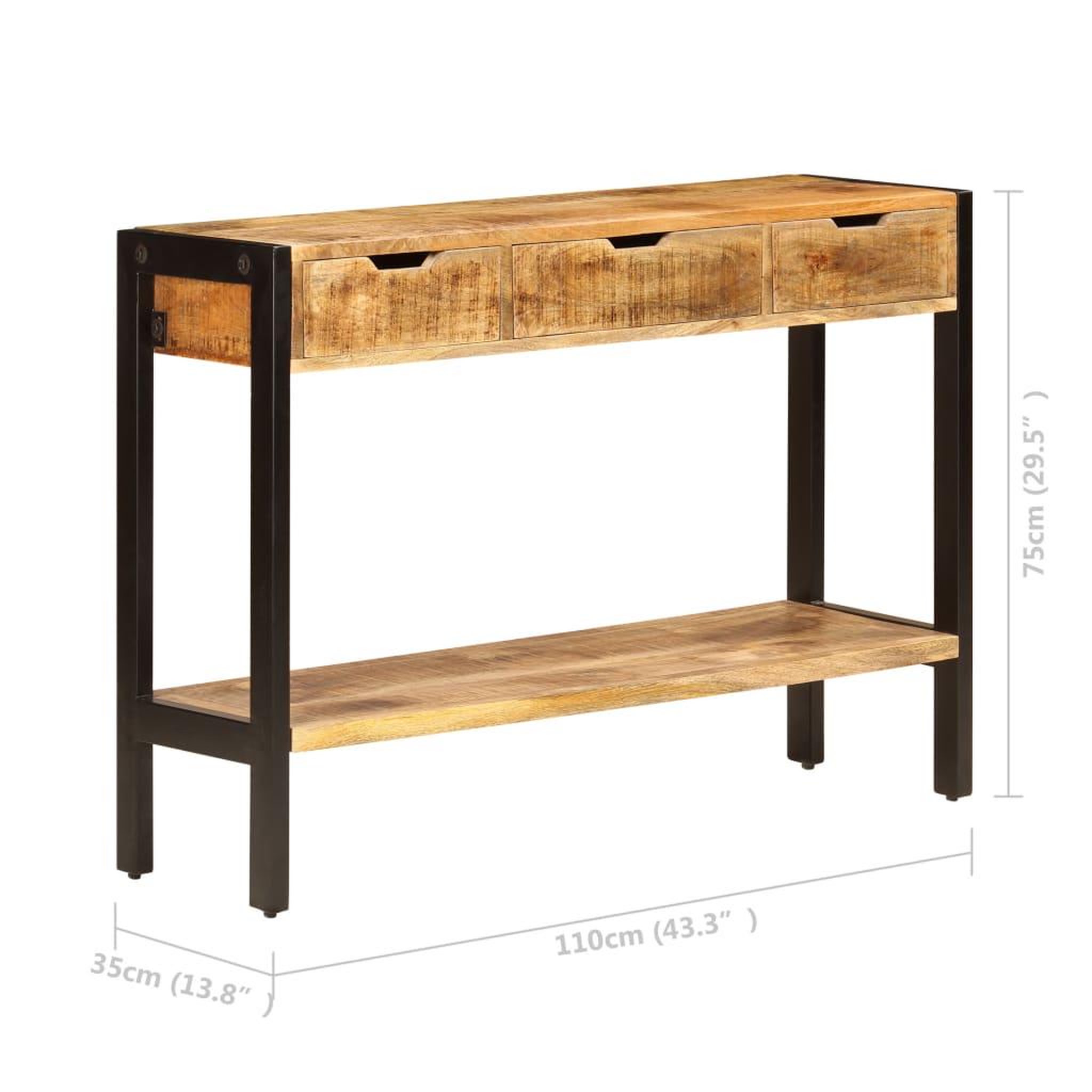 Voir la diapositive 6 : VIDAXL Buffet avec 3 tiroirs 110x35x75 cm Bois de manguier massif