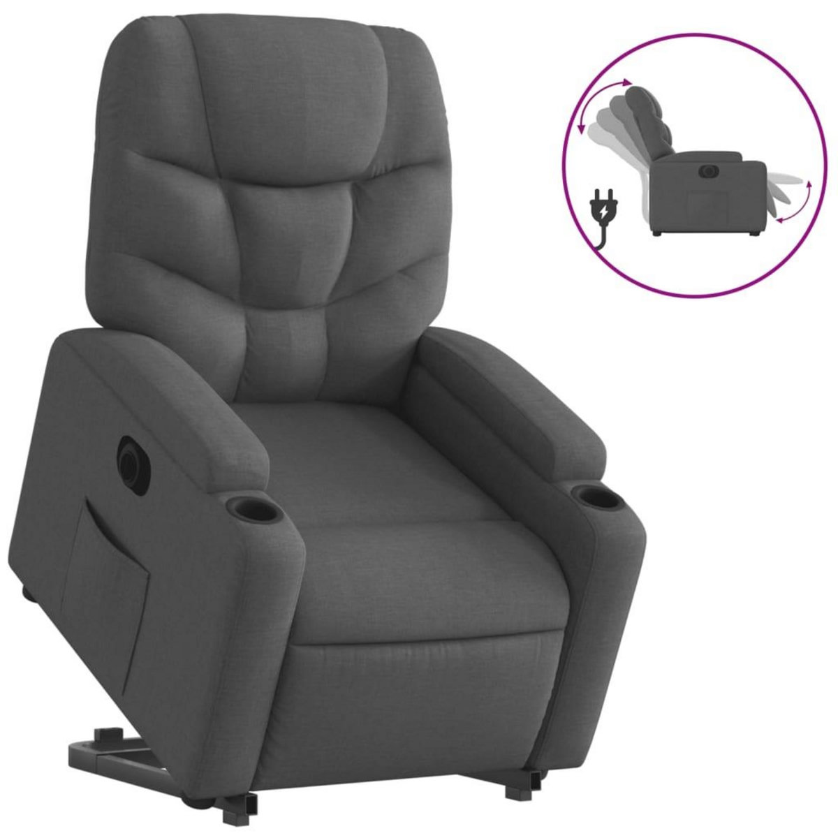 VIDAXL Fauteuil inclinable electrique gris fonce tissu